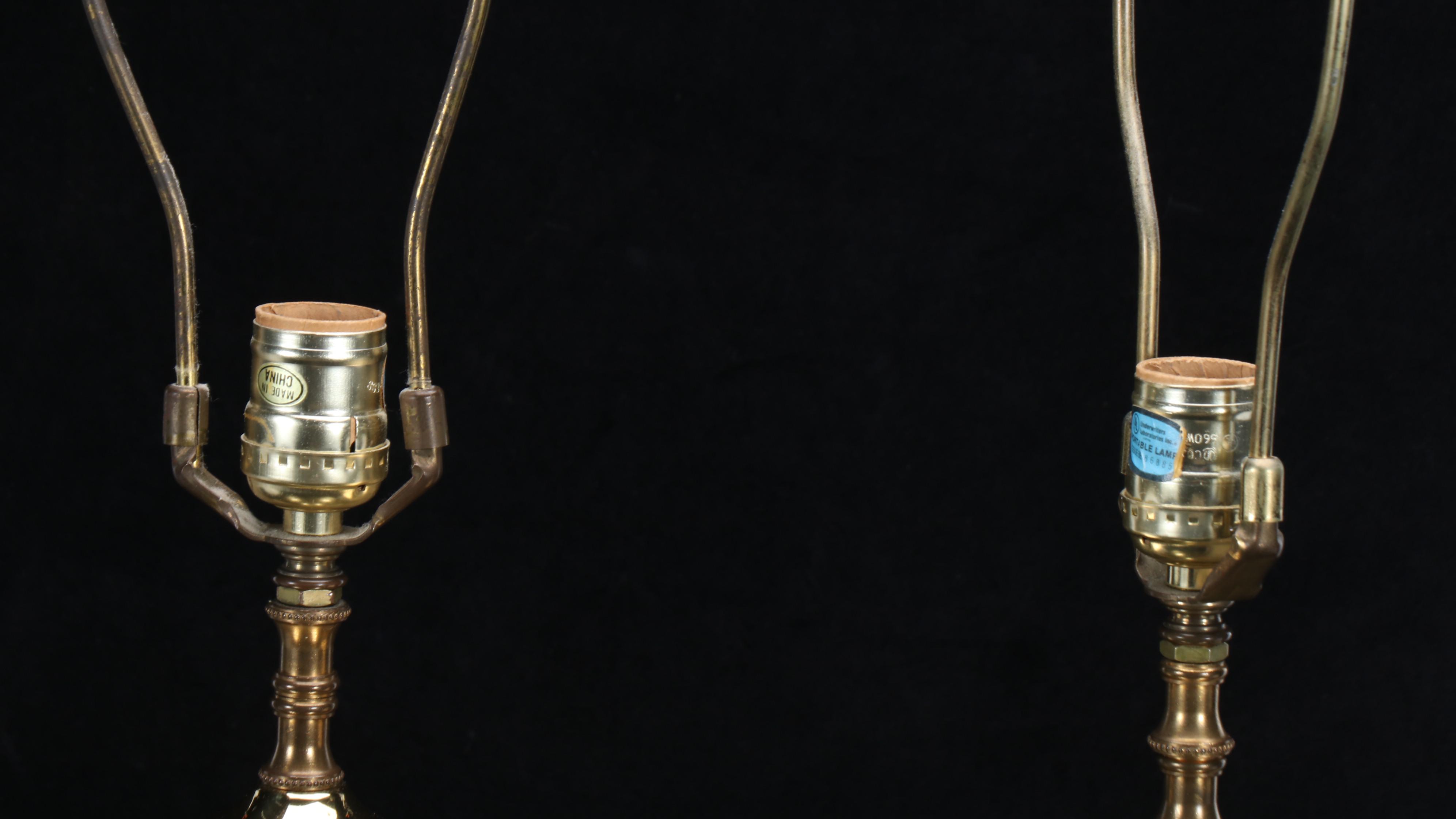 Waterford Crystal "Glandore" Table Lamps with Silk Shades