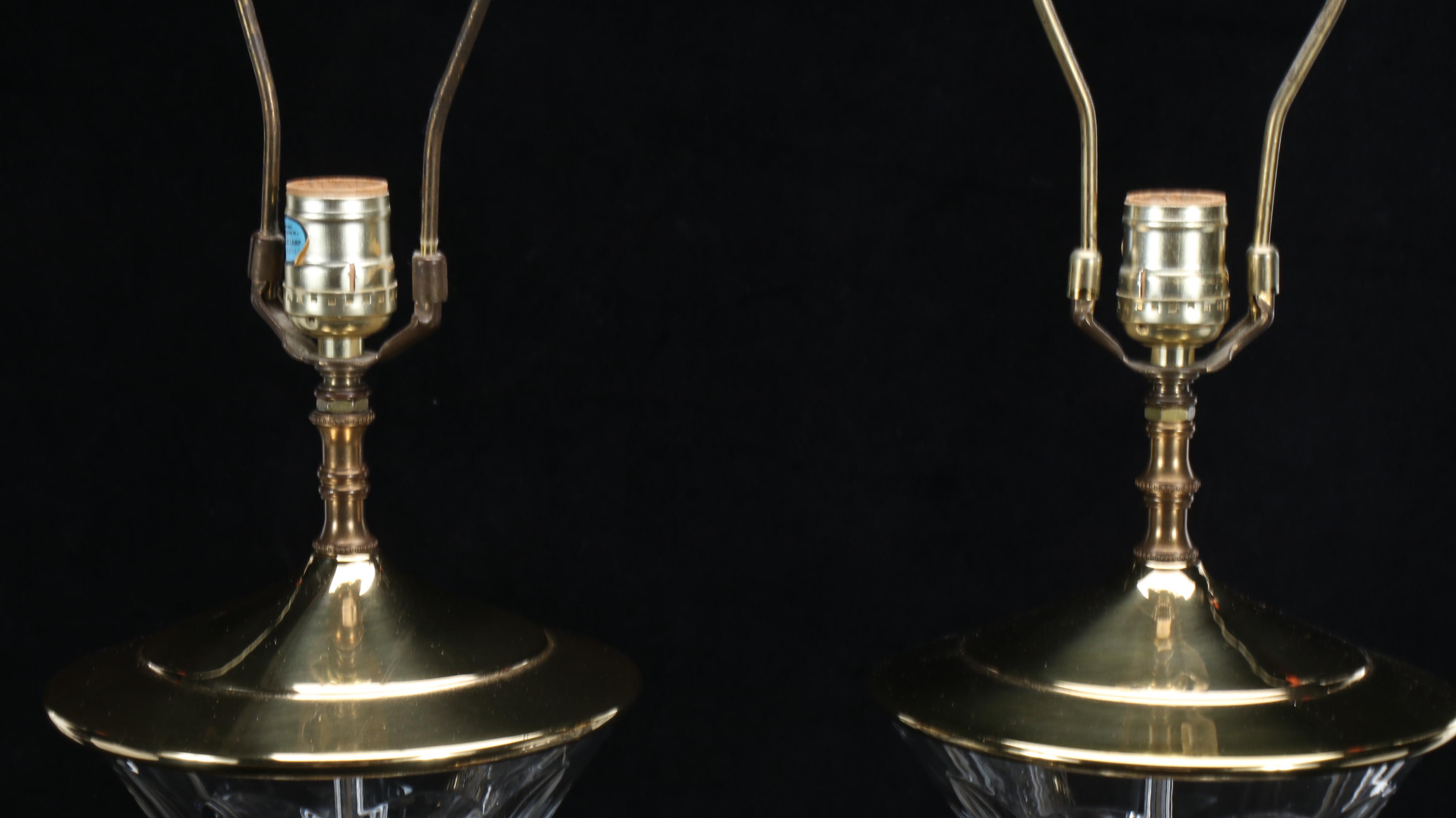 Waterford Crystal "Glandore" Table Lamps with Silk Shades