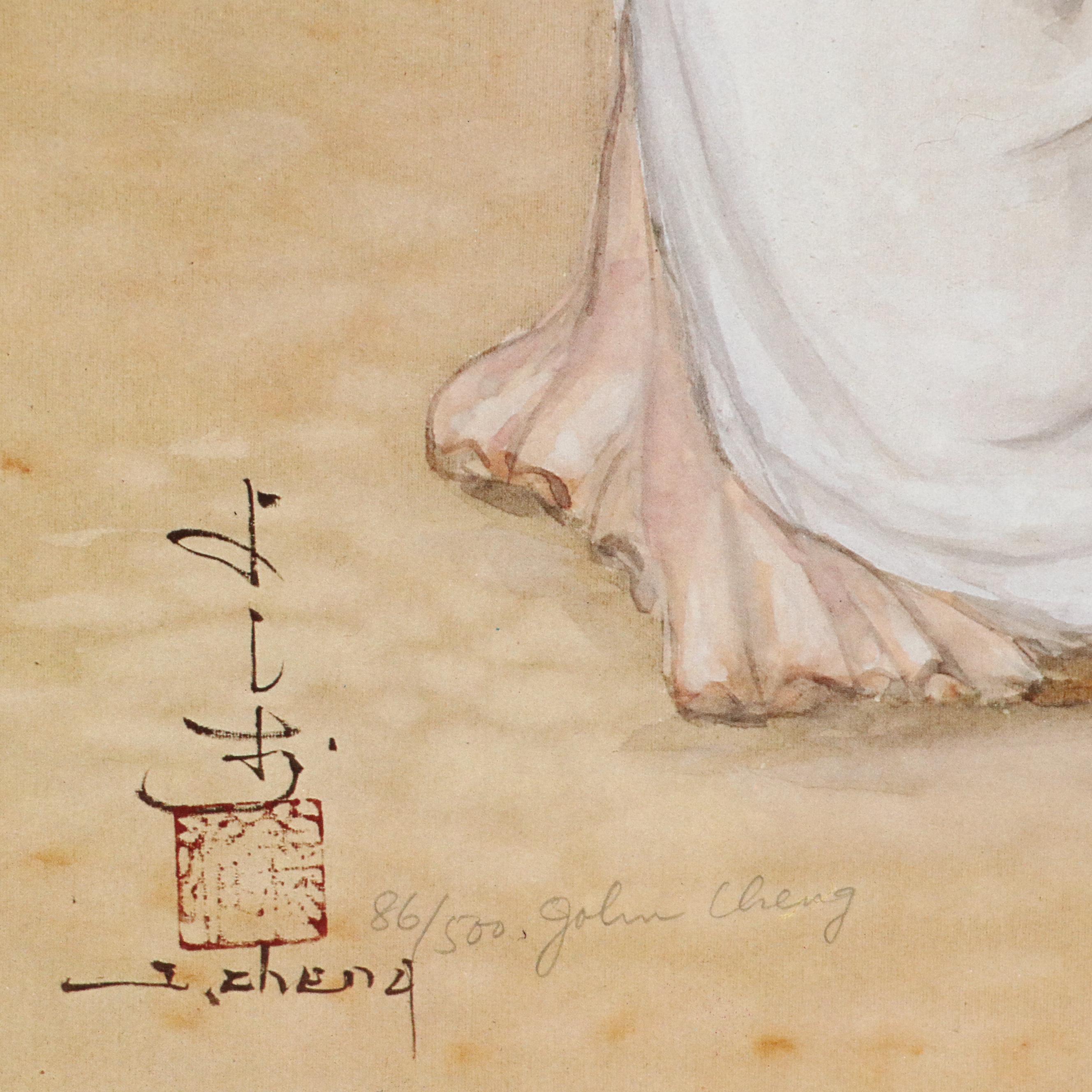 John Cheng Offset Lithographs of Young Japanese Women in Gardens