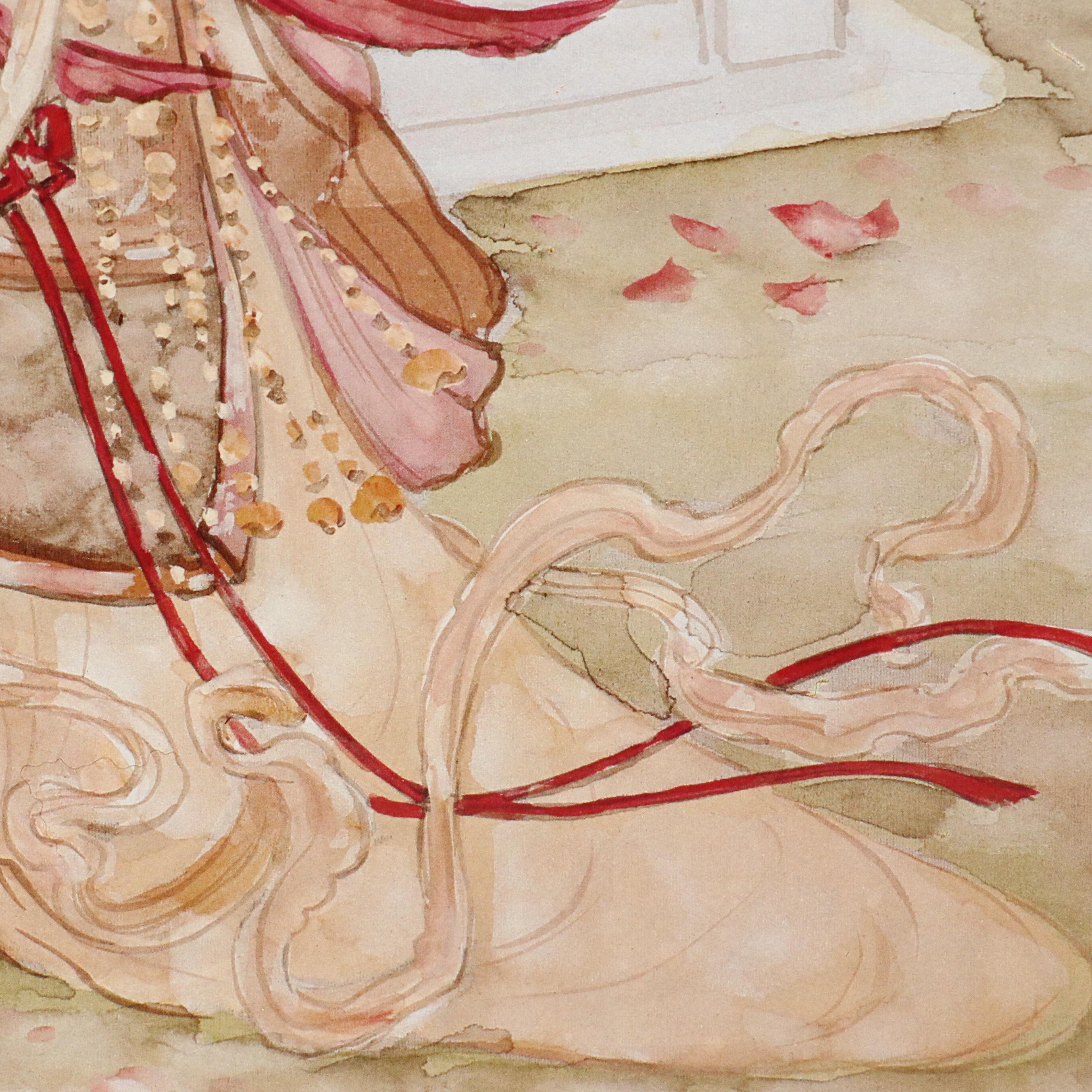 John Cheng Offset Lithographs of Young Japanese Women in Gardens