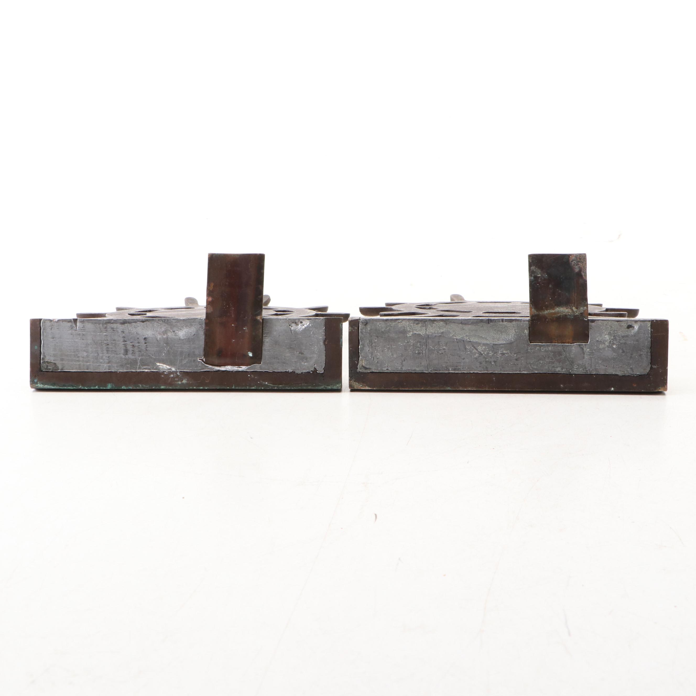 U.S. Frigate Constitution "Old Ironsides" Metal Bookends, Early to Mid-20th C.