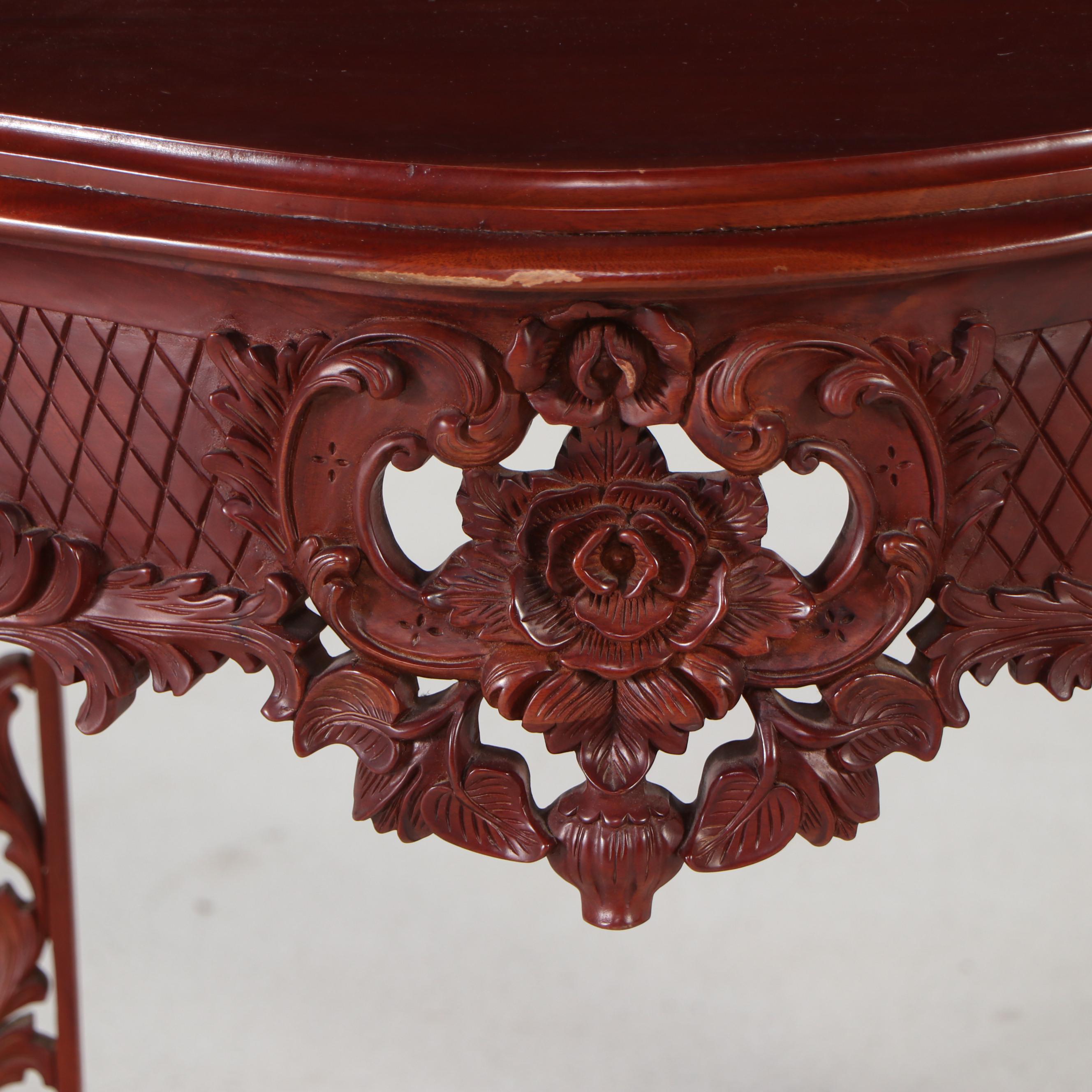 Louis XV Style Carved Mahogany Console Table