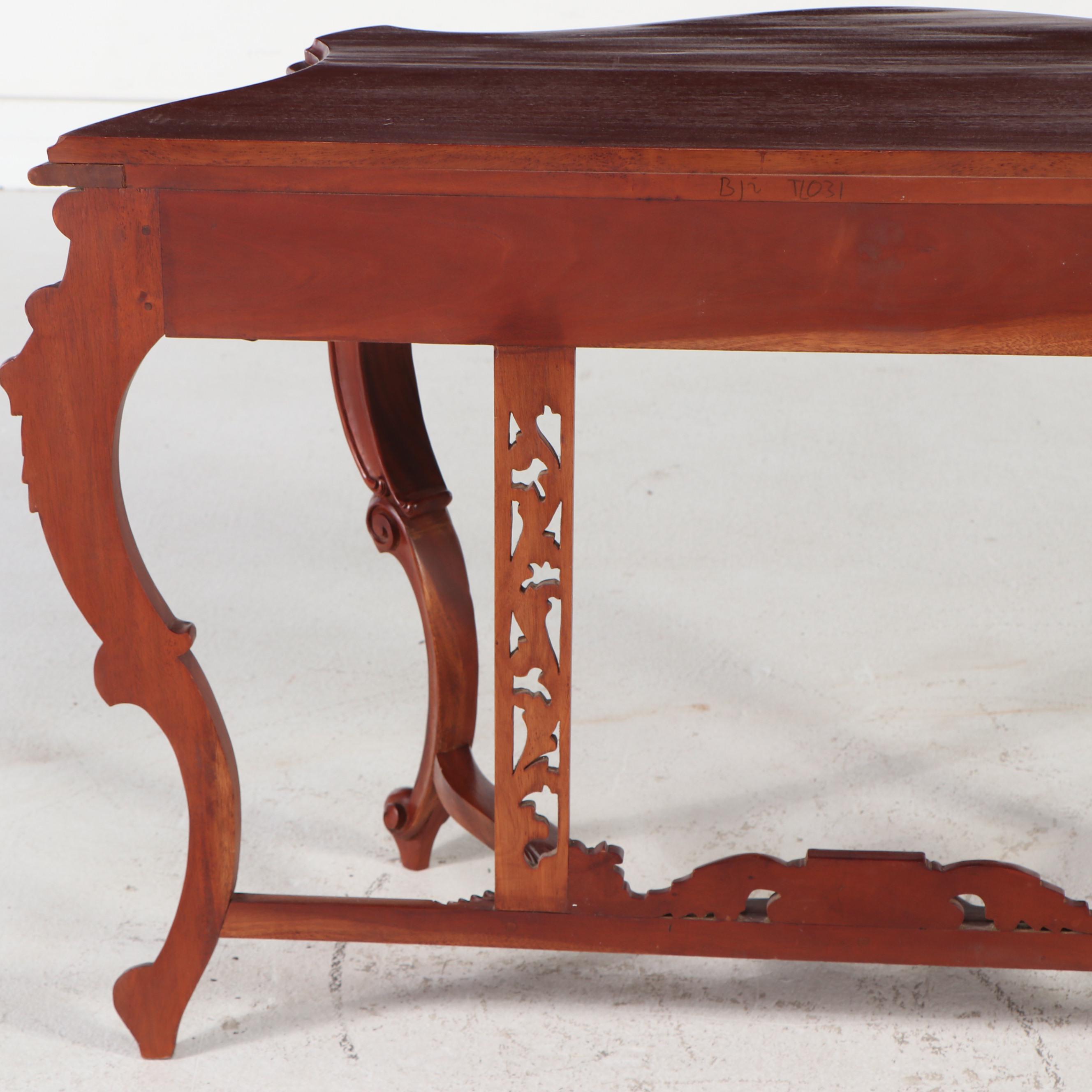 Louis XV Style Carved Mahogany Console Table