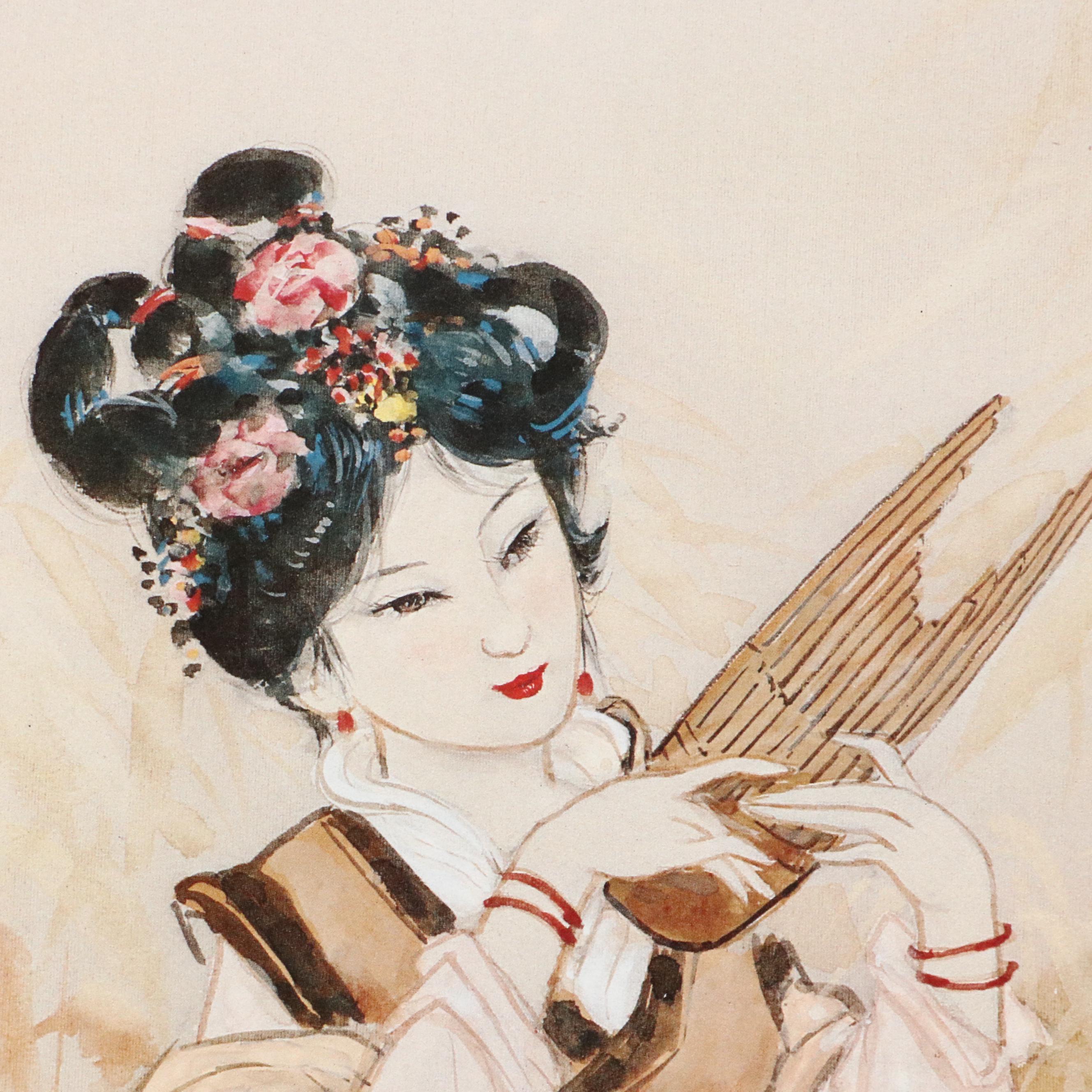 John Cheng Offset Lithographs of Young Japanese Women in Gardens