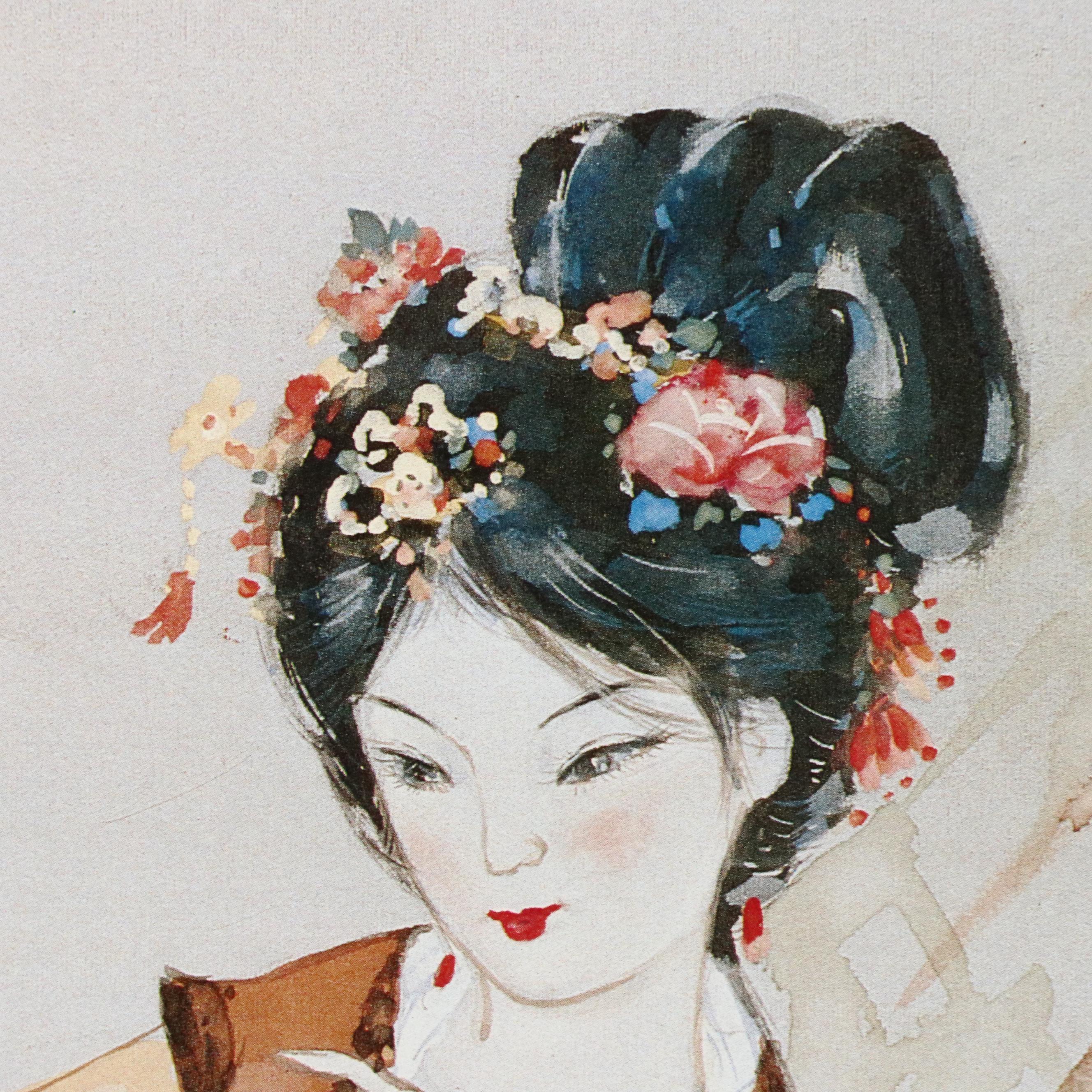 John Cheng Offset Lithographs of Young Japanese Women in Gardens