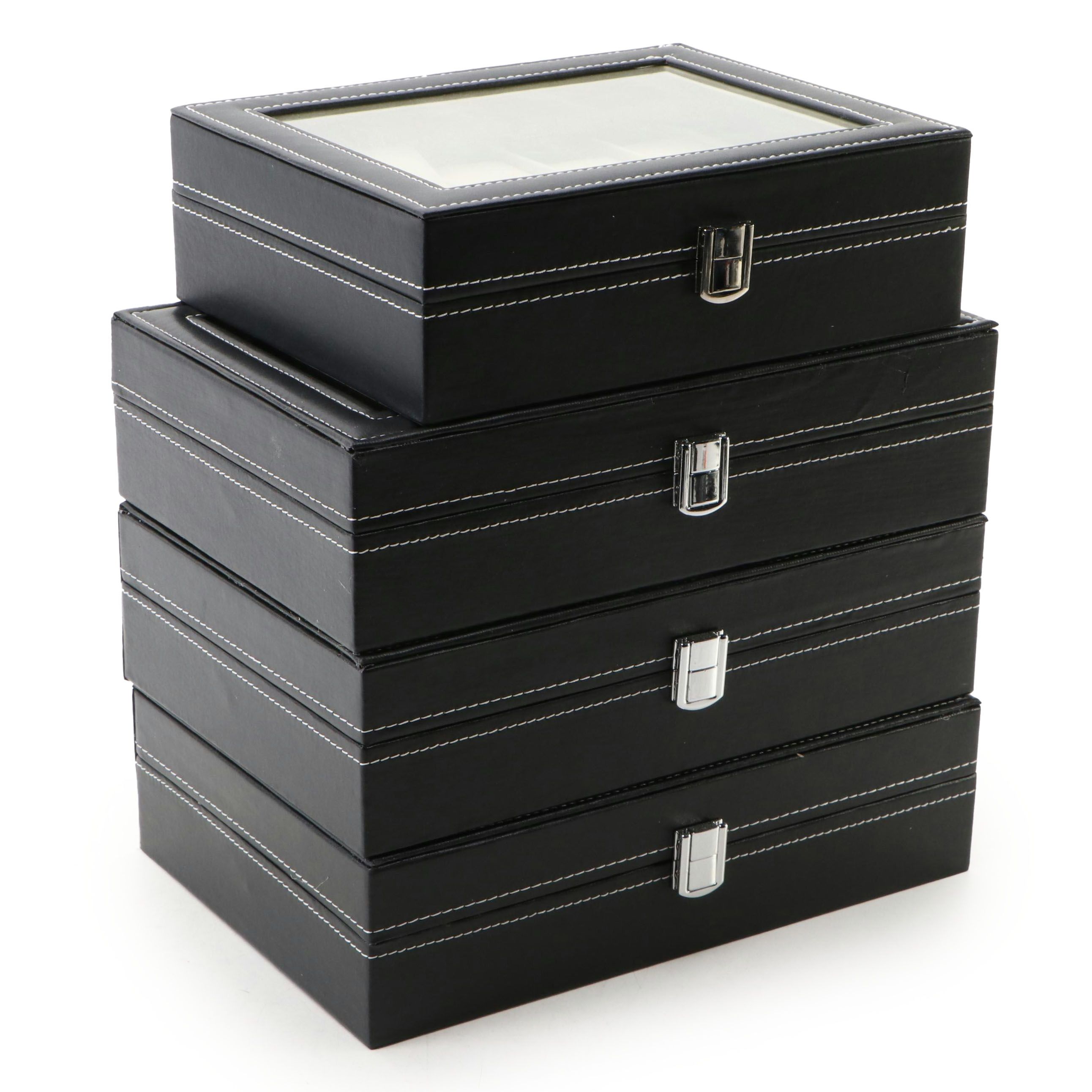 Stitched Faux Leather Watch Cases