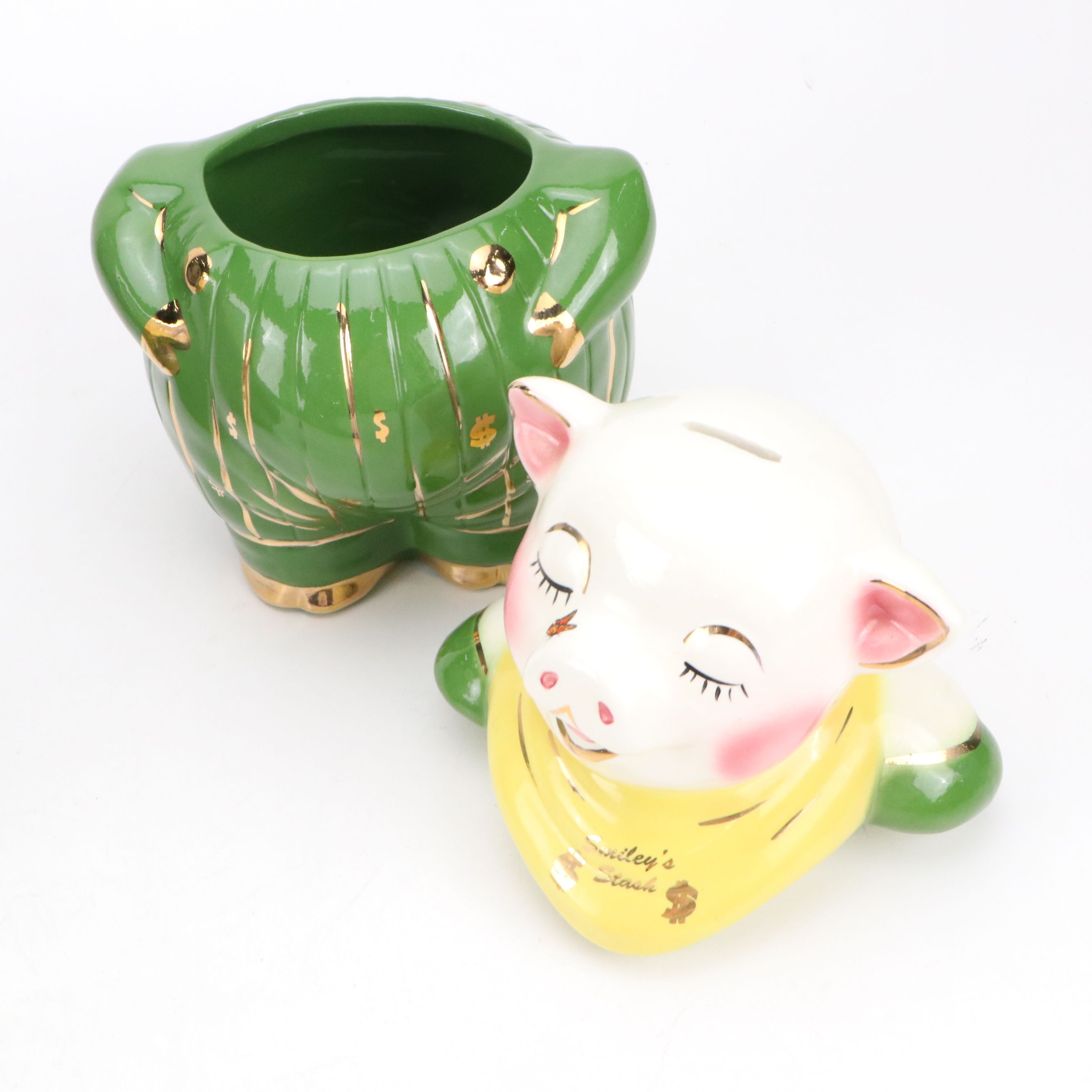 Mark Supnick "Windfall Winnie" and "Smiley's Stash" Ceramic Jars and Banks