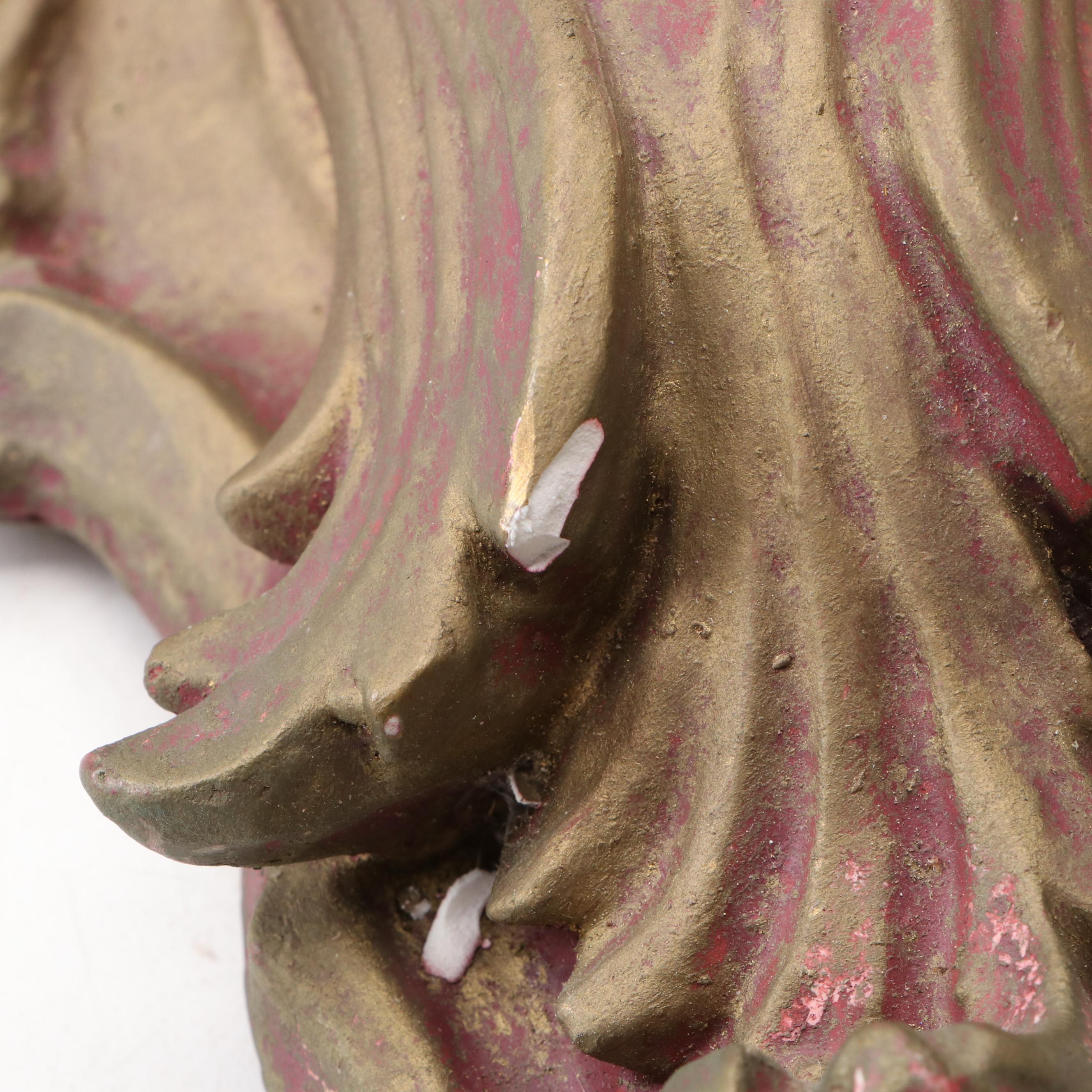 Rococo Revival Gilt Plaster Wall Shelves with "Hermès Paris" Wall Art