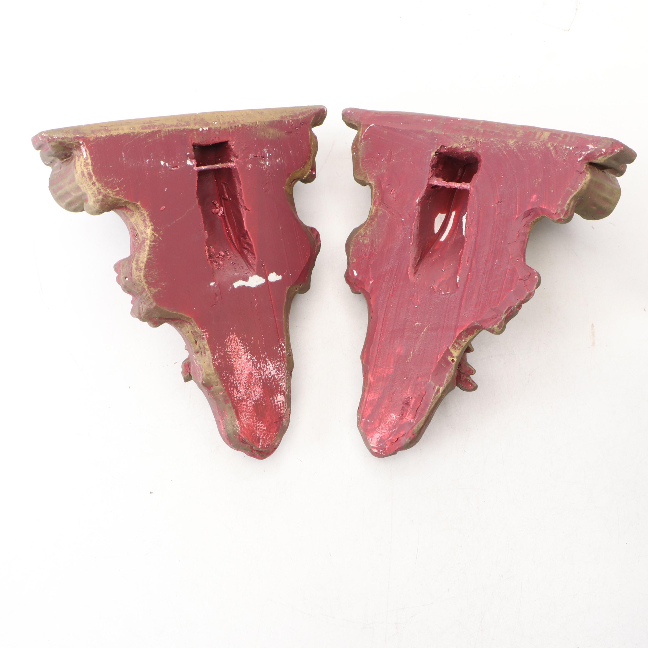 Rococo Revival Gilt Plaster Wall Shelves with "Hermès Paris" Wall Art