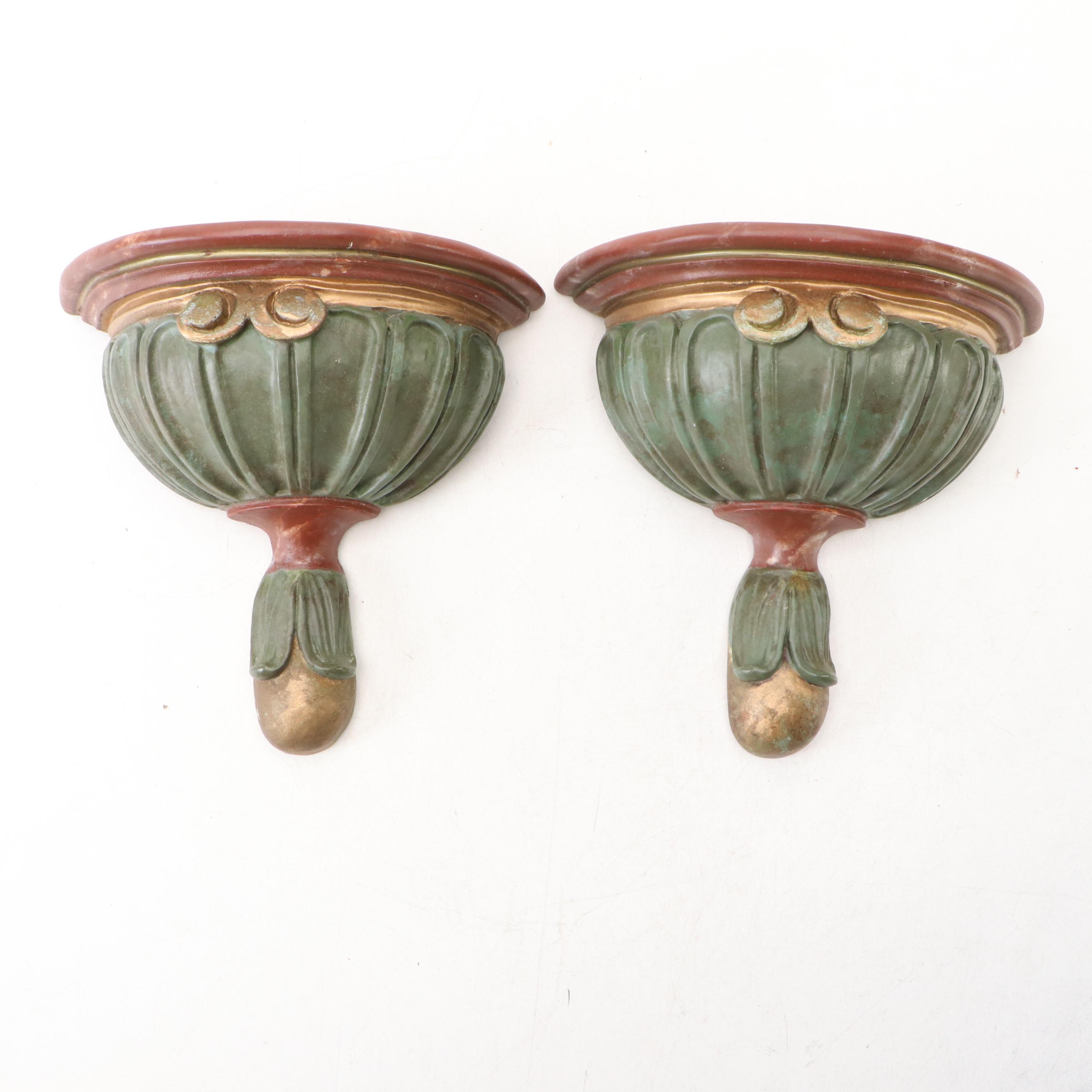 Rococo Revival Gilt Plaster Wall Shelves with "Hermès Paris" Wall Art