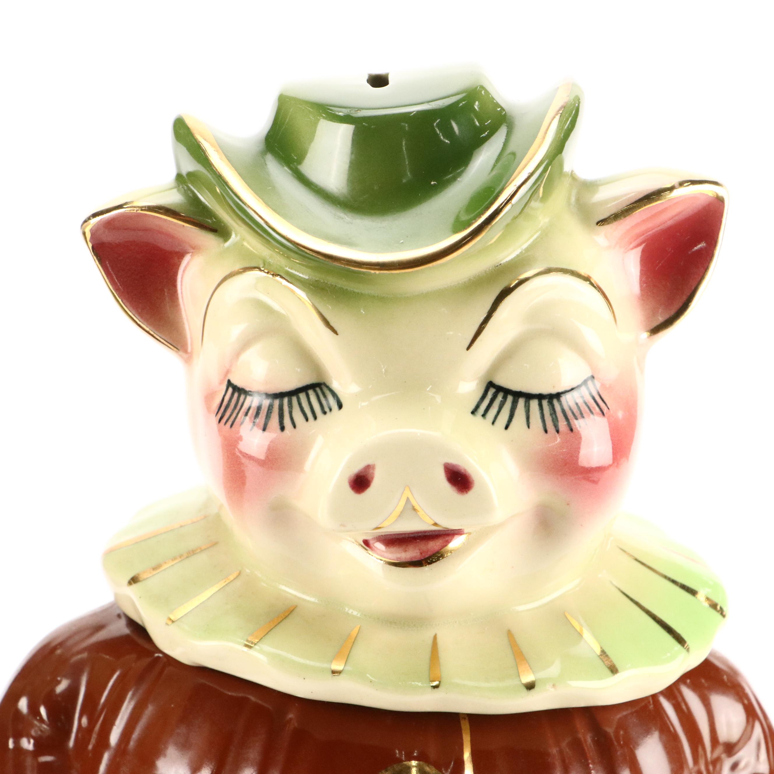 Shawnee Pottery "Winnie Pig" Gilt Ceramic Cookie Jars and Coin Banks