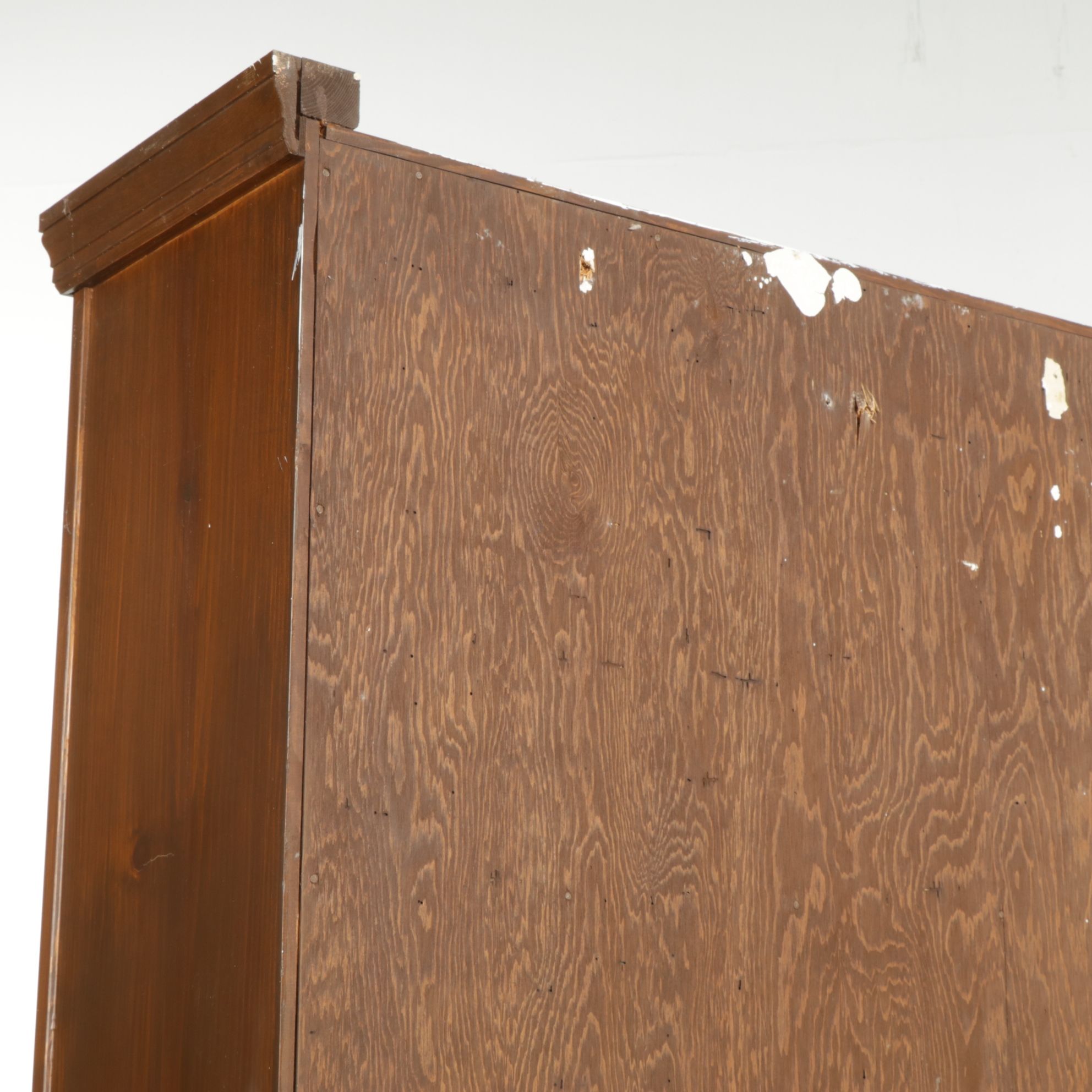 Pair of Stained Pine Storage Shelves with Glass Doors, Late 20th Century