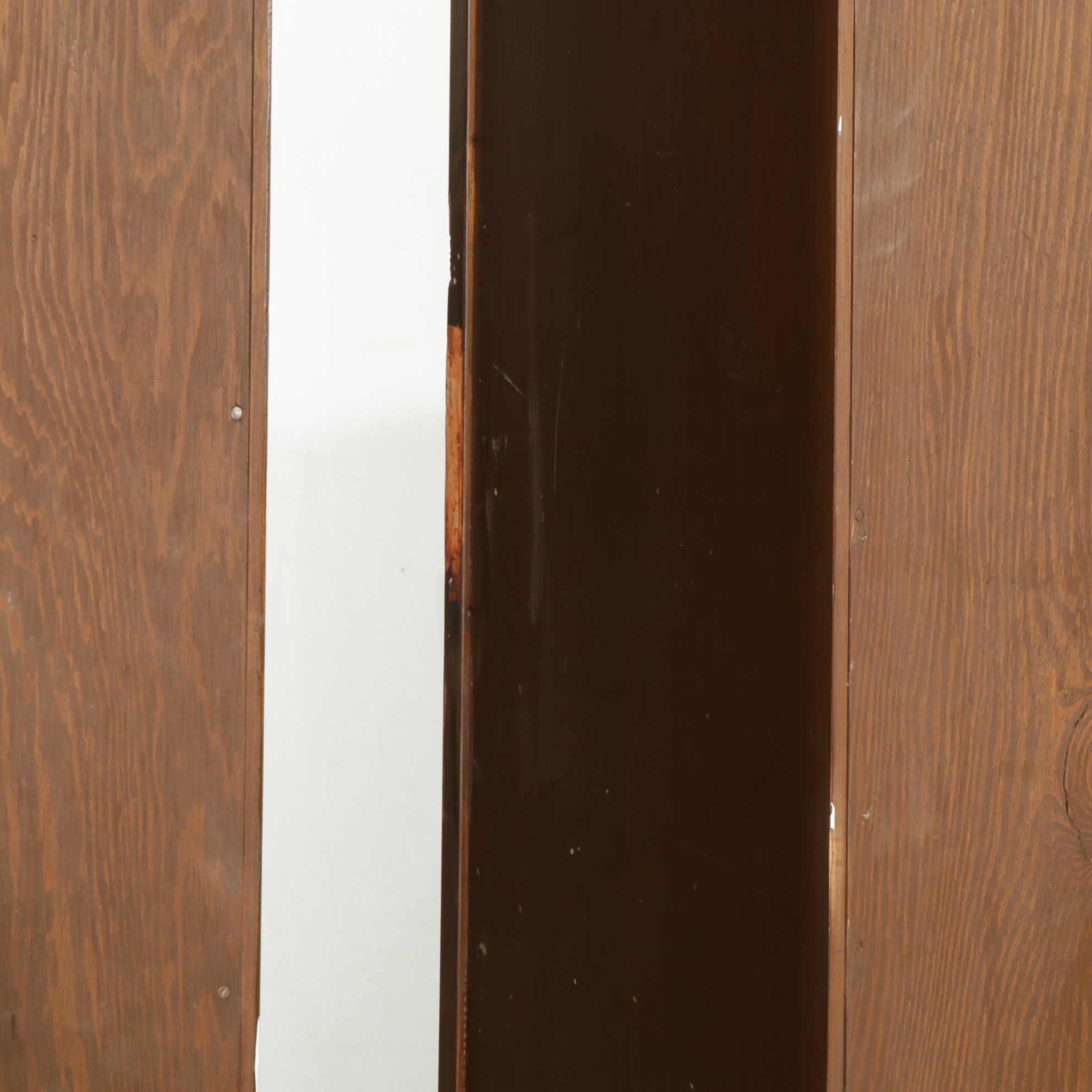 Pair of Stained Pine Storage Shelves with Glass Doors, Late 20th Century