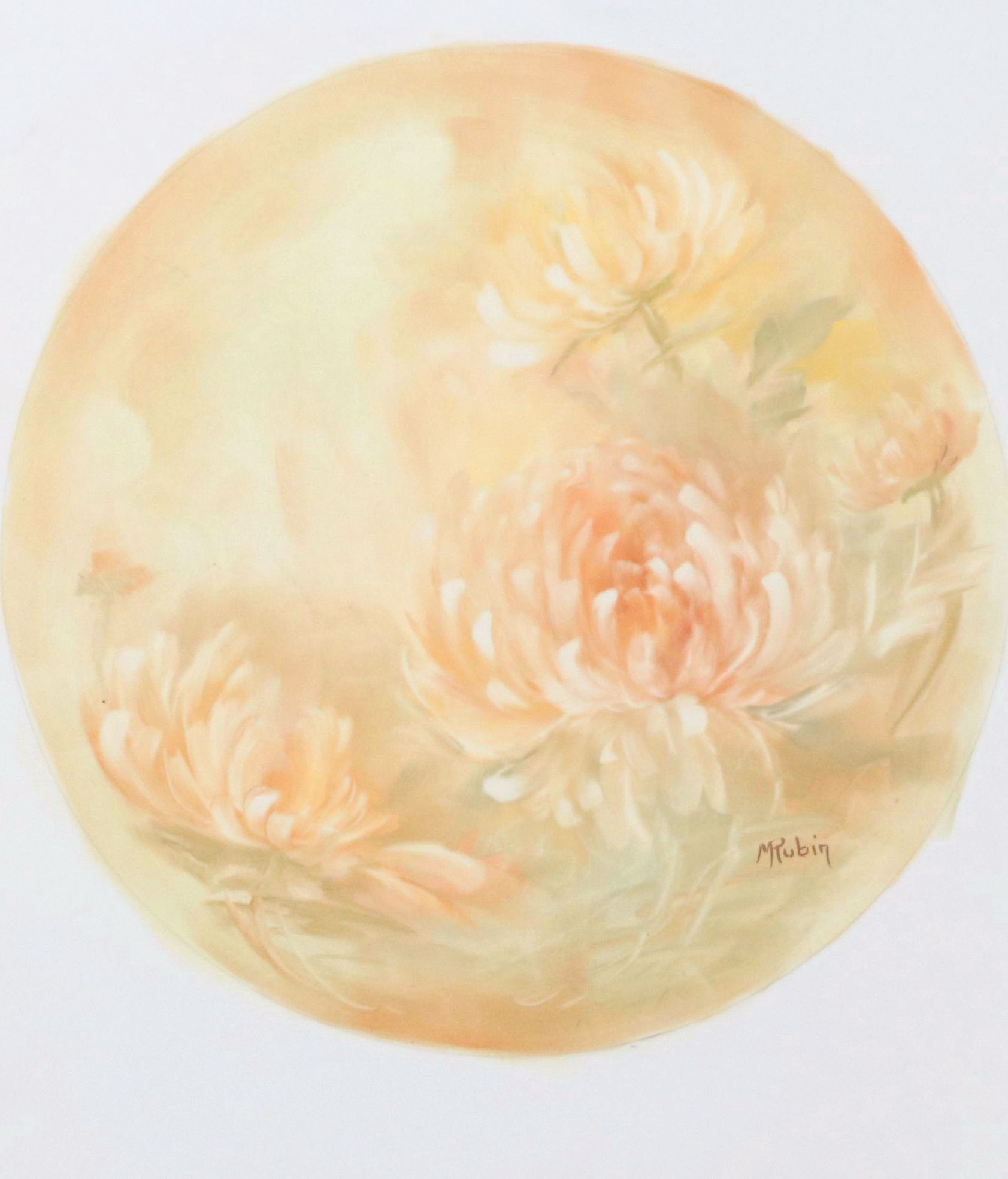 M. Rubin Floral Oil Painting of Chrysanthemums