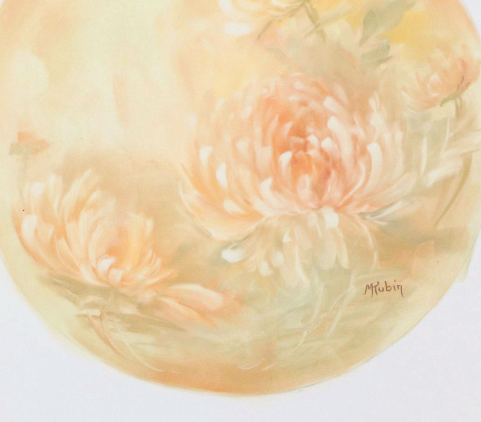 M. Rubin Floral Oil Painting of Chrysanthemums