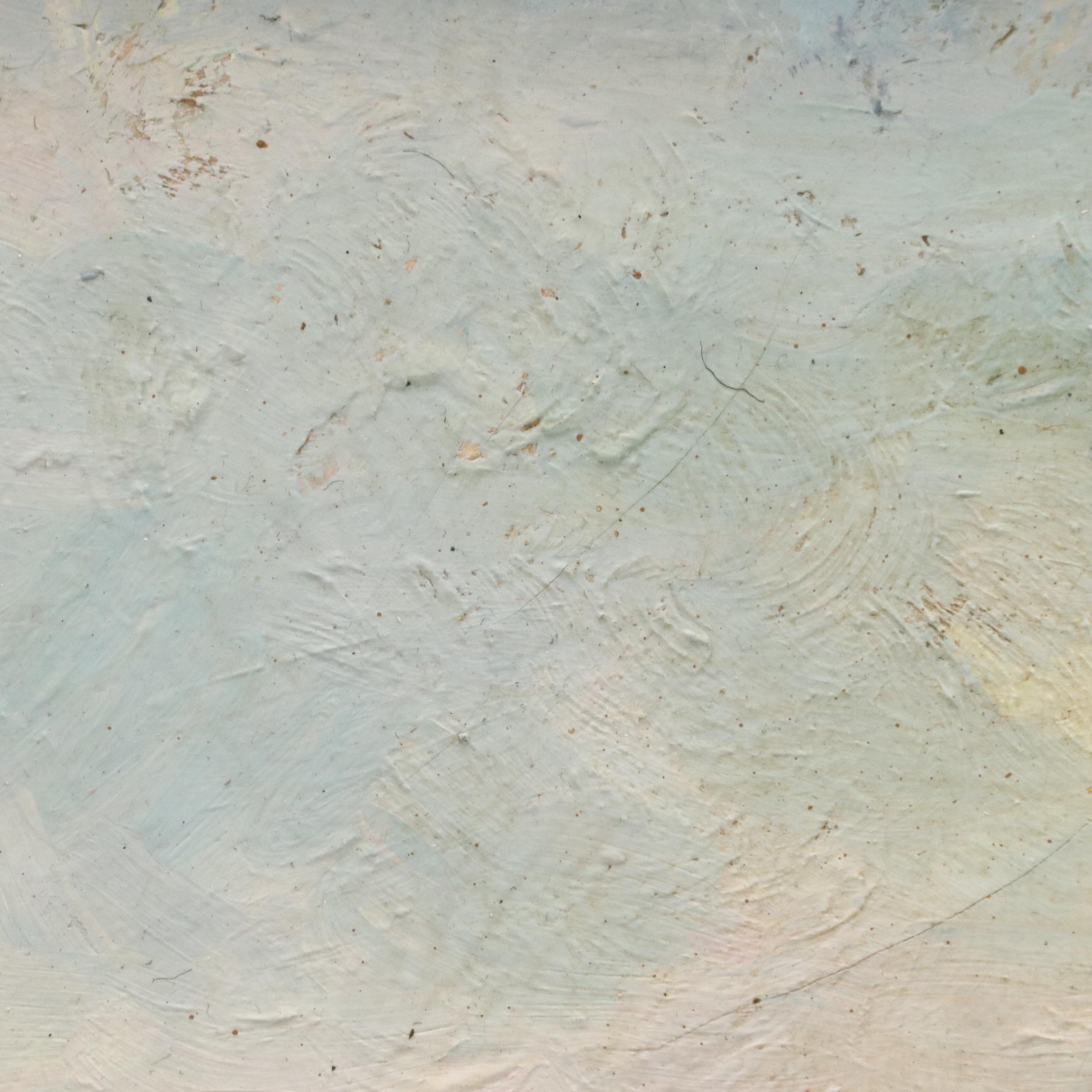 Impasto Oil Painting of Courtyard Scene with Figure, 1923