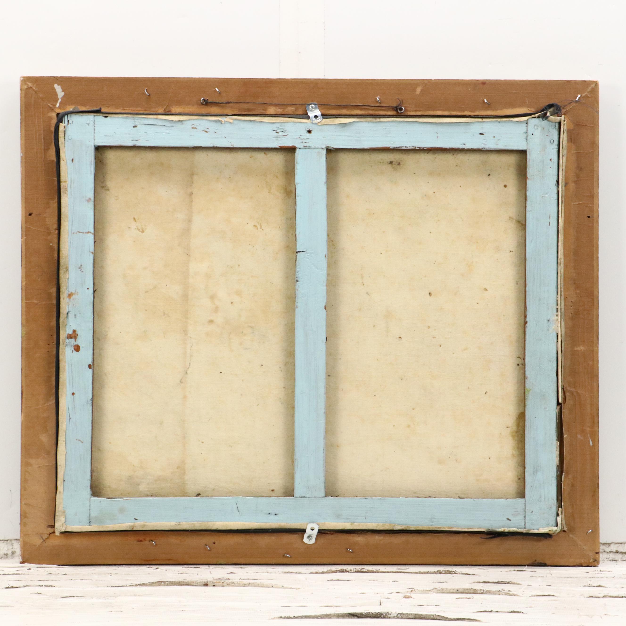 Impasto Oil Painting of Courtyard Scene with Figure, 1923