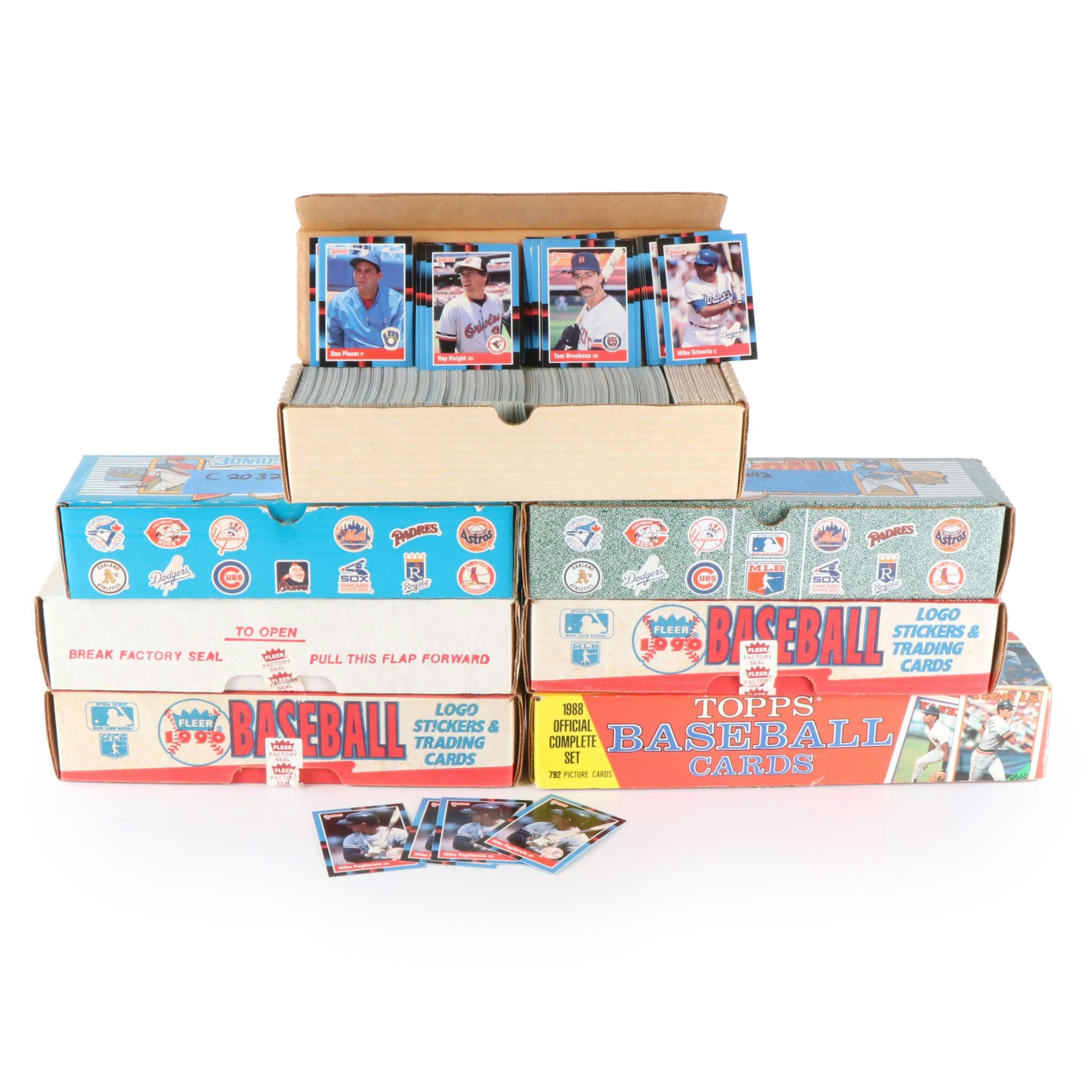 Seven Mint Condition Baseball Card Year Sets, 1988 to 1990, Over 4,800 Cards