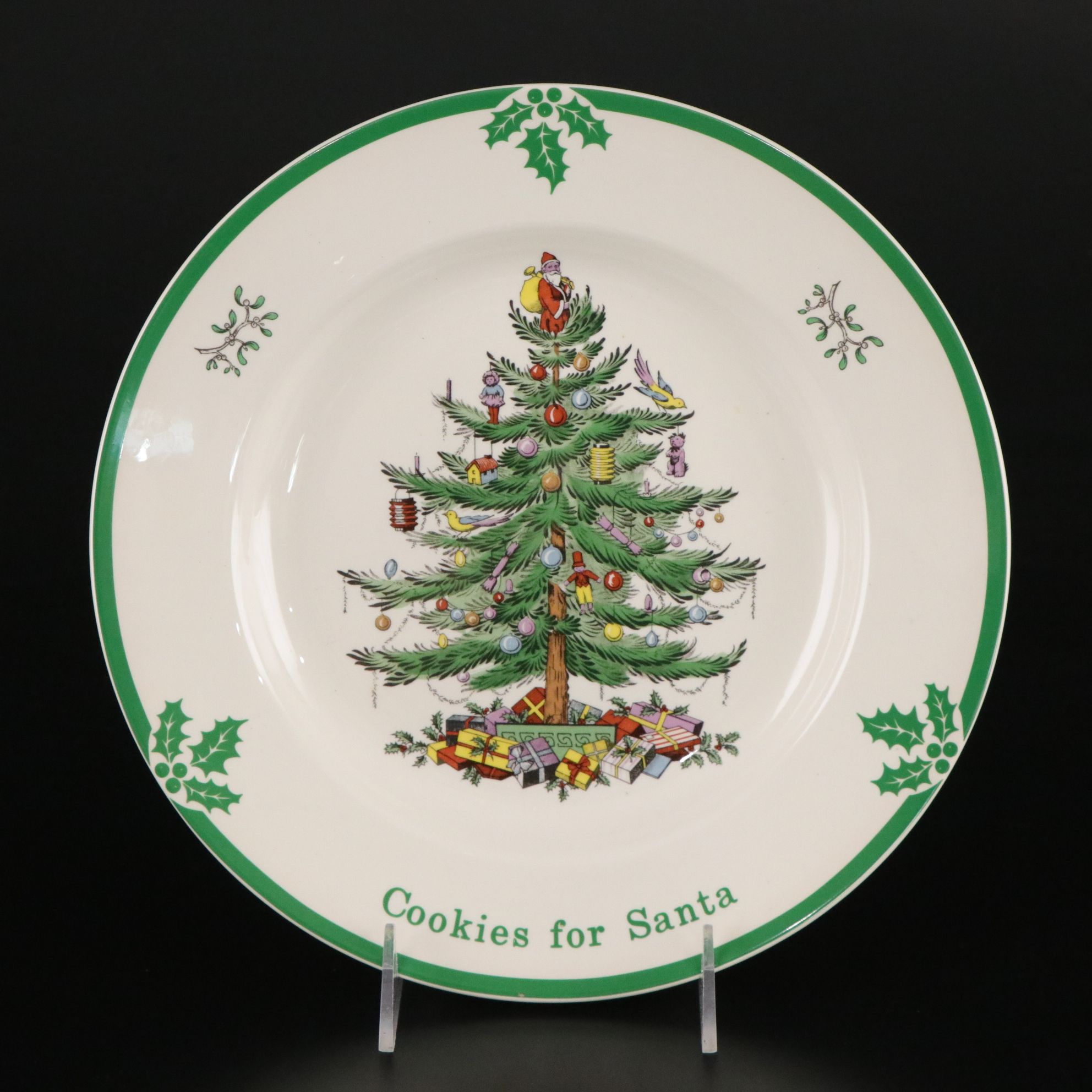 Spode "Christmas Tree" Cookie Plate & Mini Tea Set with Longaberger Cookie Molds