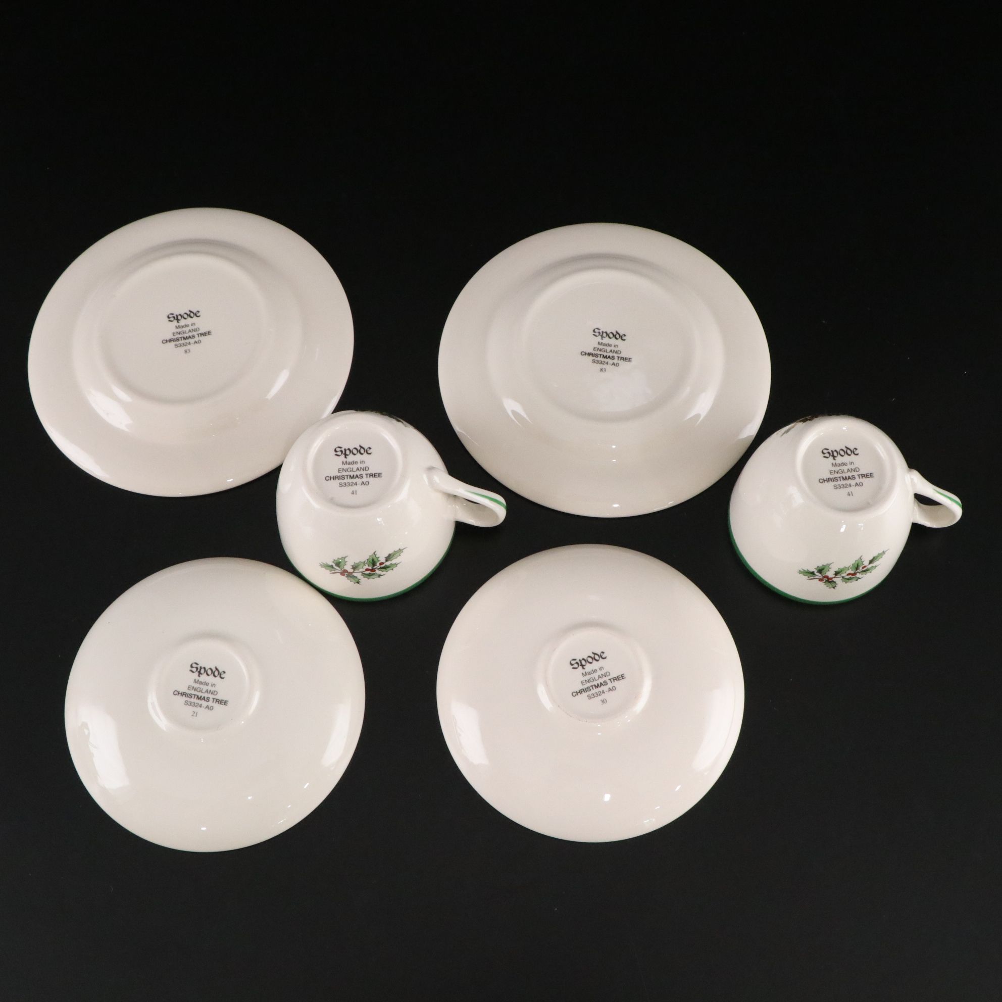 Spode "Christmas Tree" Cookie Plate & Mini Tea Set with Longaberger Cookie Molds