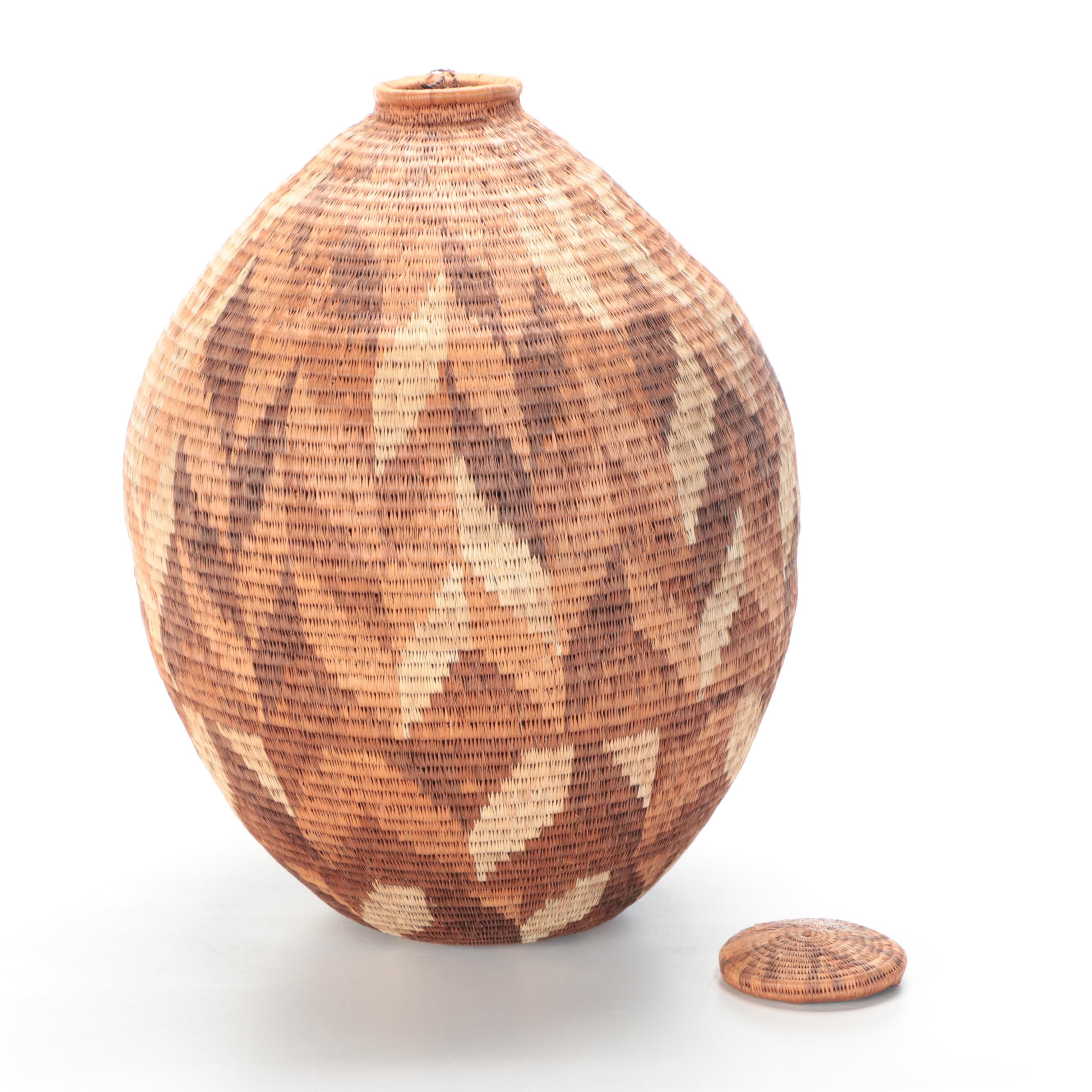Large Woven Lidded Basket