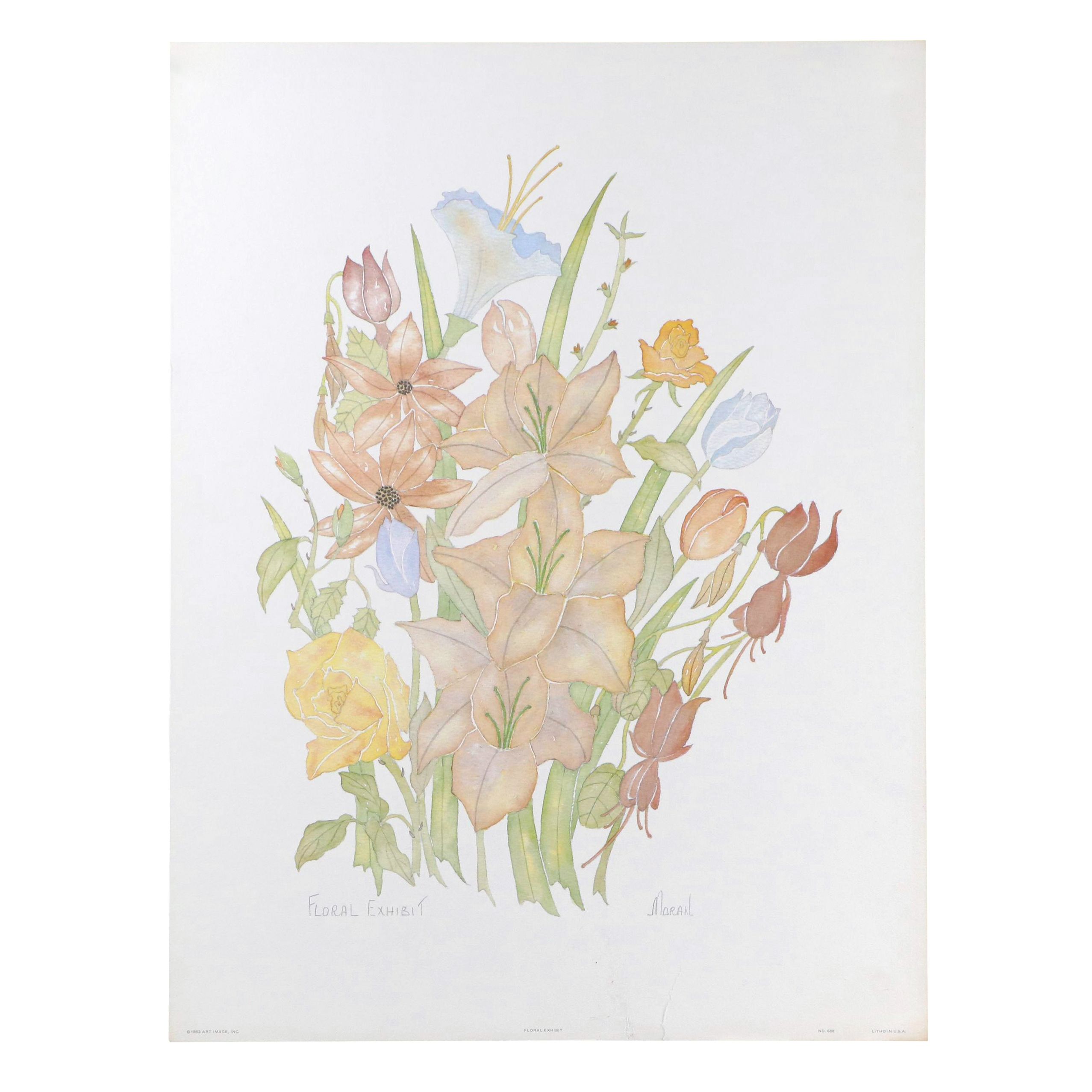 Offset Lithograph After Patricia Moran "Floral Exhibit," 1983