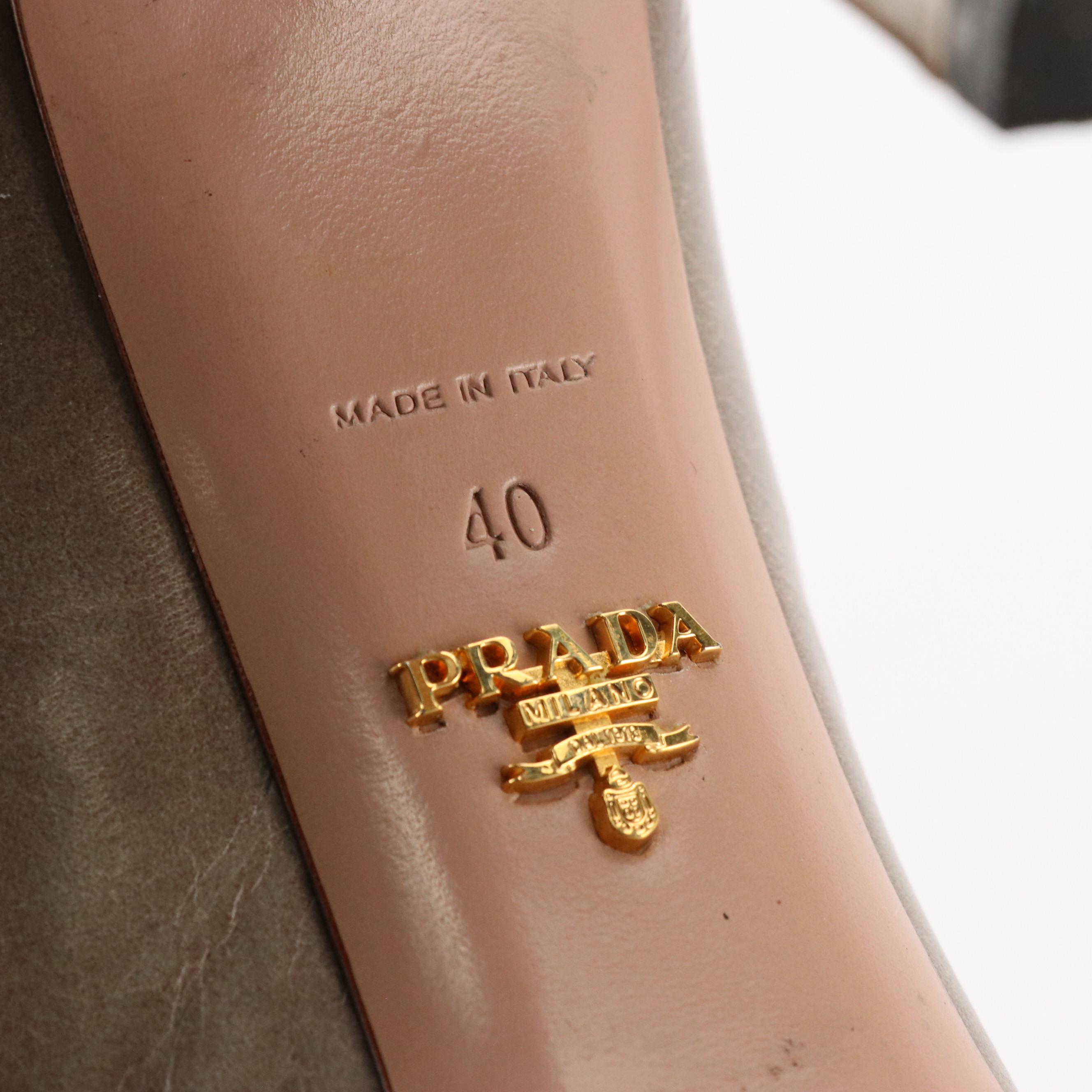 Prada Platform Pumps in Grey Leather