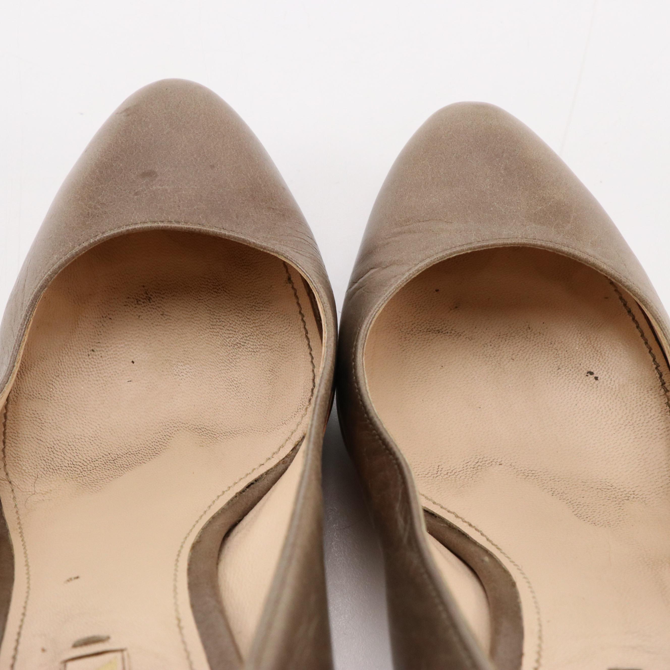 Prada Platform Pumps in Grey Leather