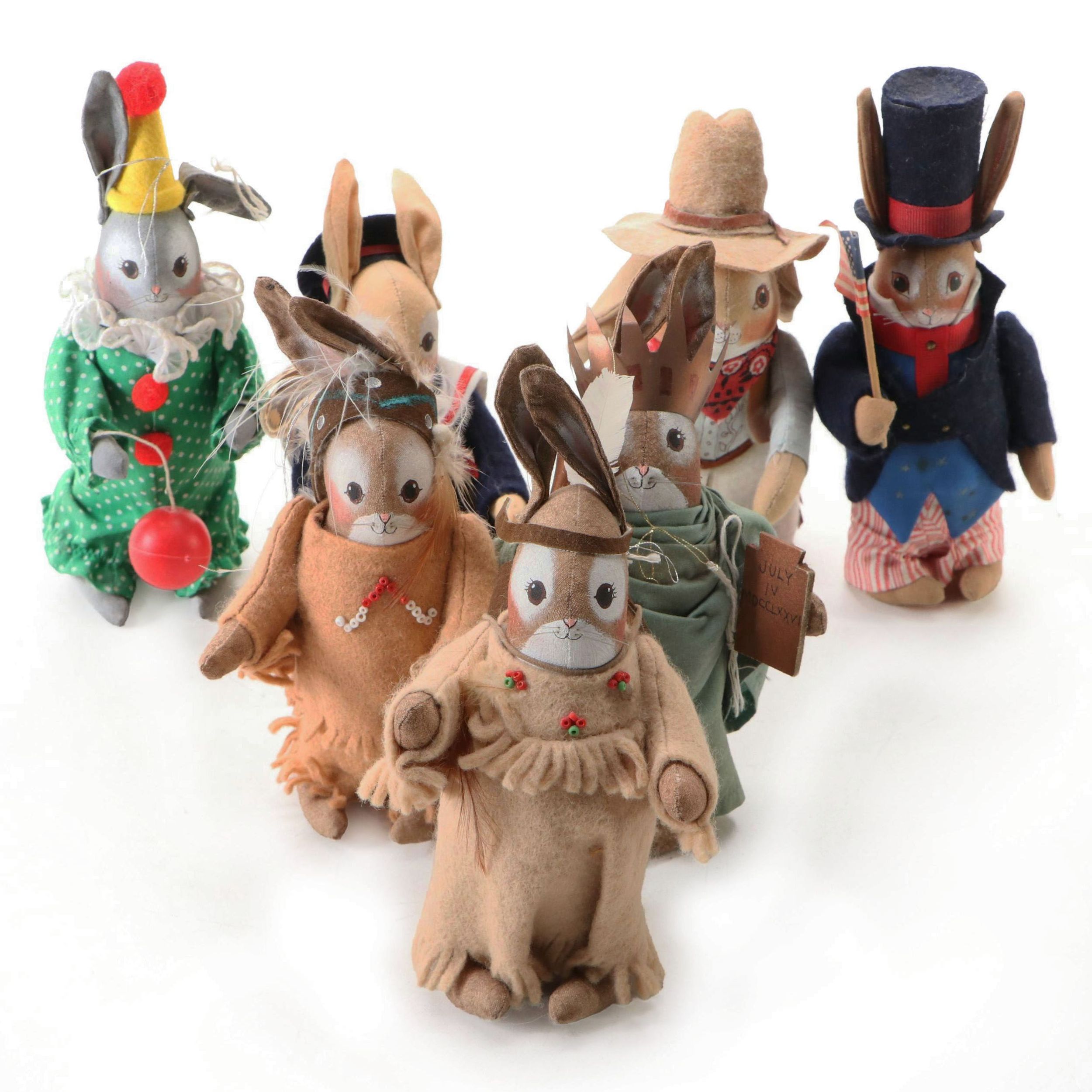 Gladys Boalt Fabric Rabbit Ornaments, Late 20th Century