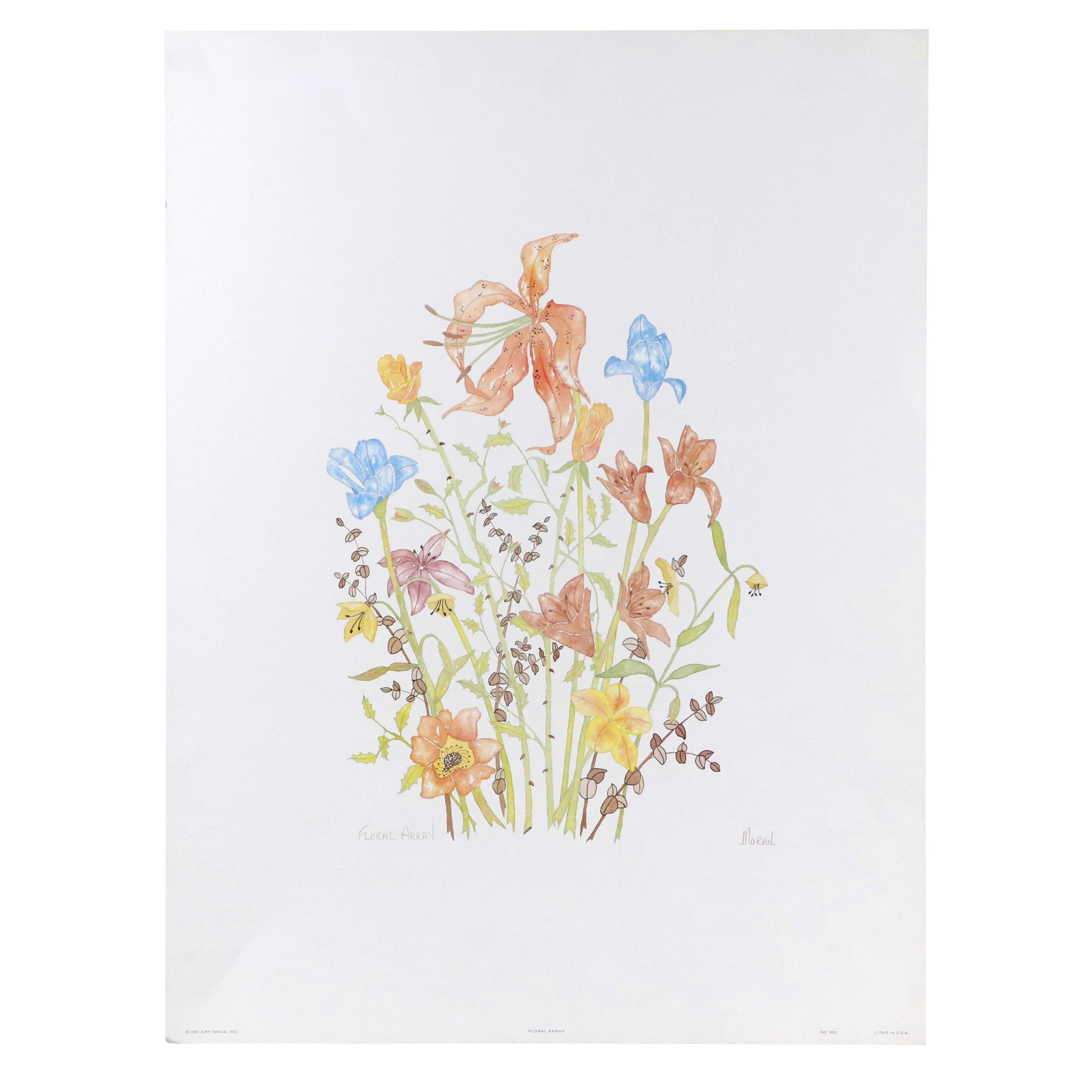 Offset Lithograph After Patricia Moran "Floral Array," 1981