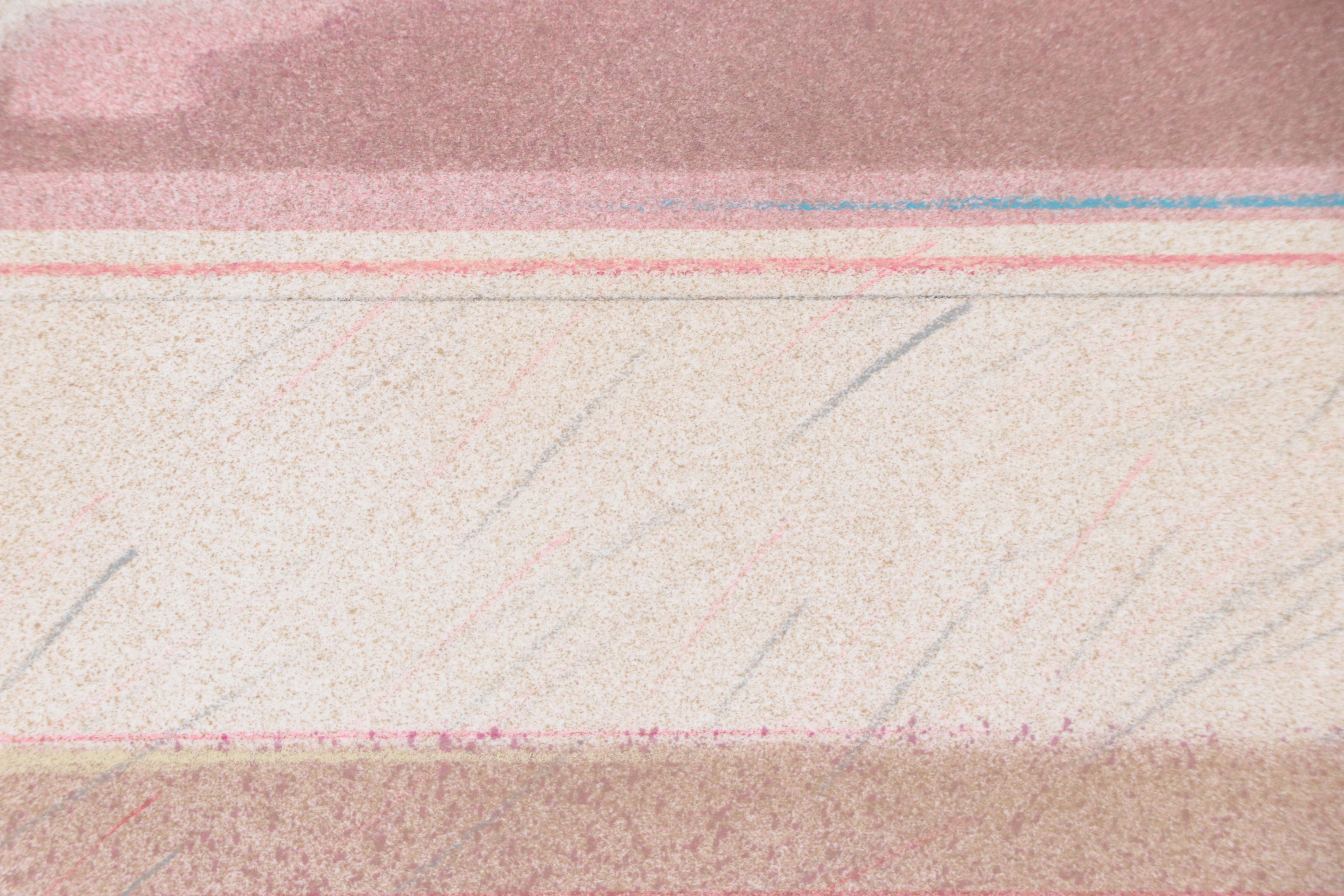 Kent K. Pachuta Abstract Geometric Mixed Media Painting in Pink, 1986