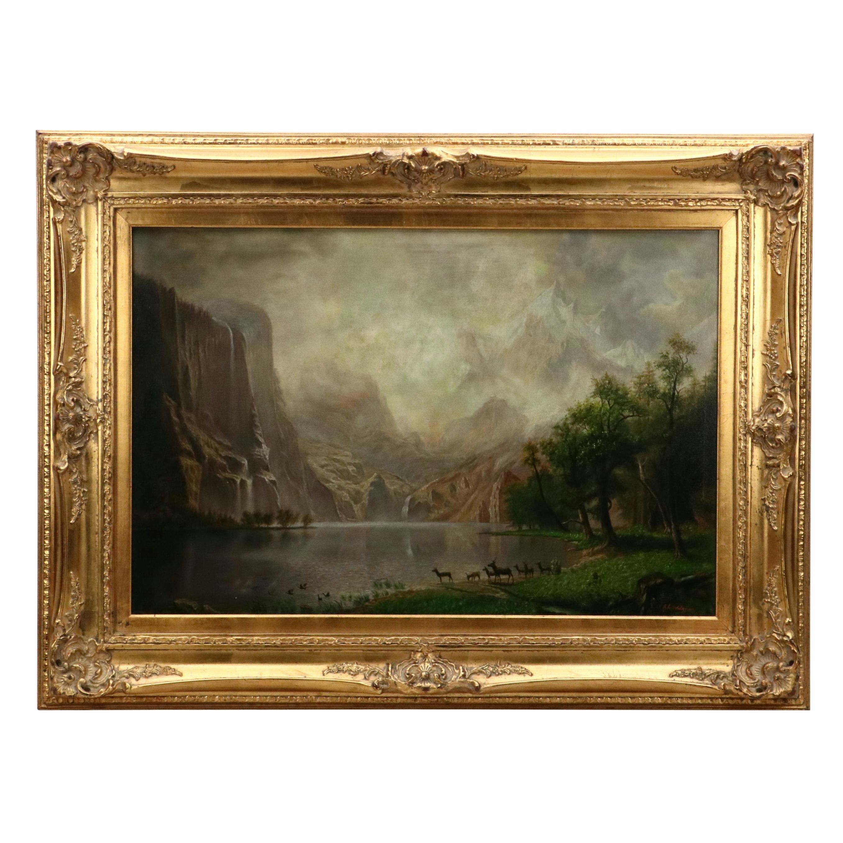 Oil Painting of Sierra Nevada Landscape After Bierdstadt