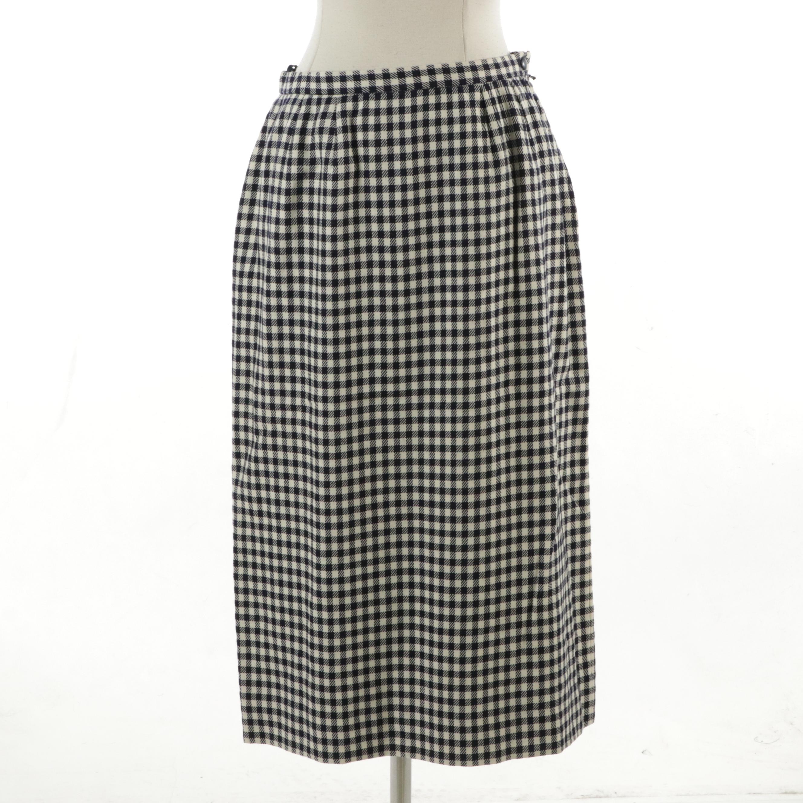 Nina Ricci Boutique Plaid Wool Single-Breasted Blazer Jacket and Pencil Skirt