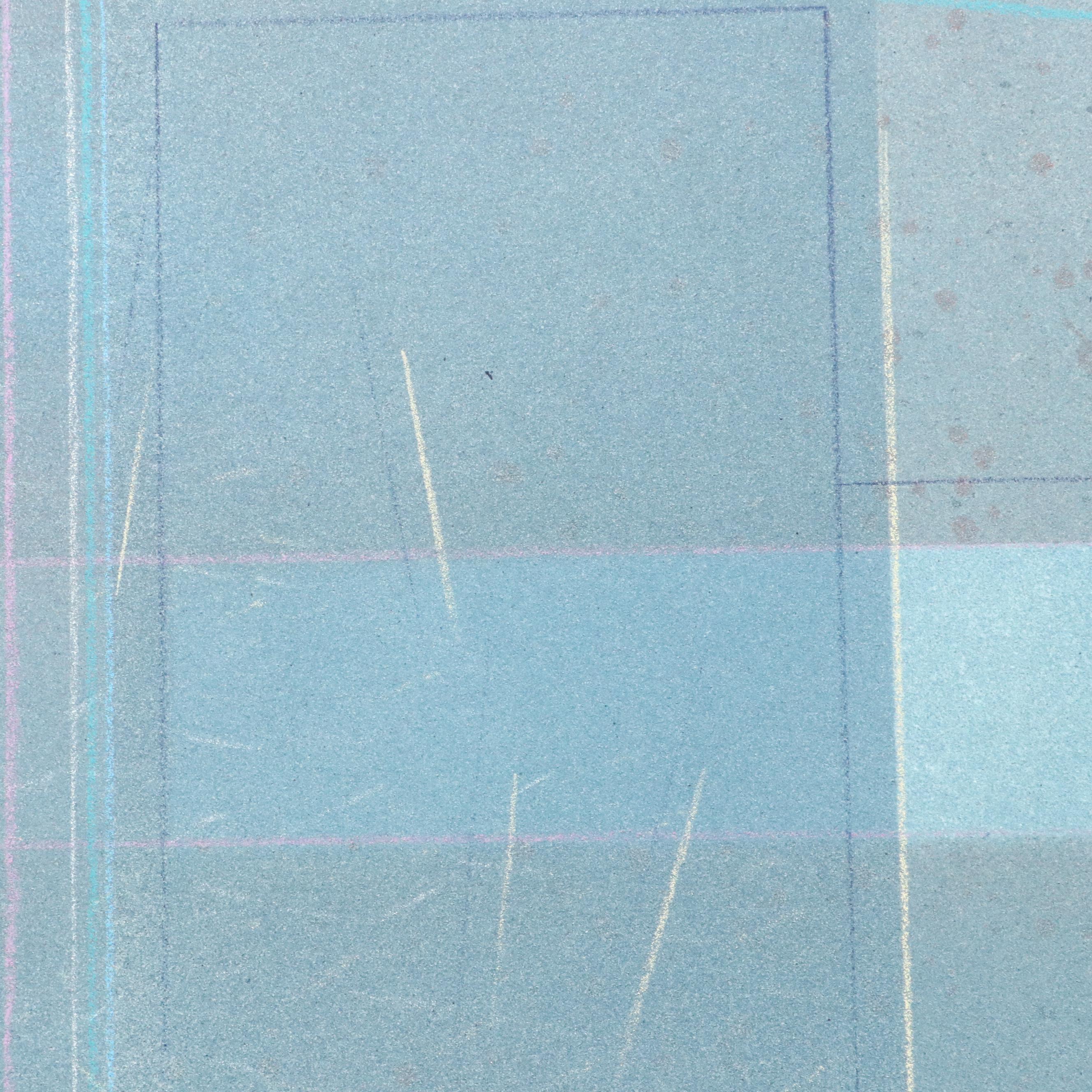 Kent K. Pachuta Abstract Geometric Mixed Media Painting in Blue, 1985