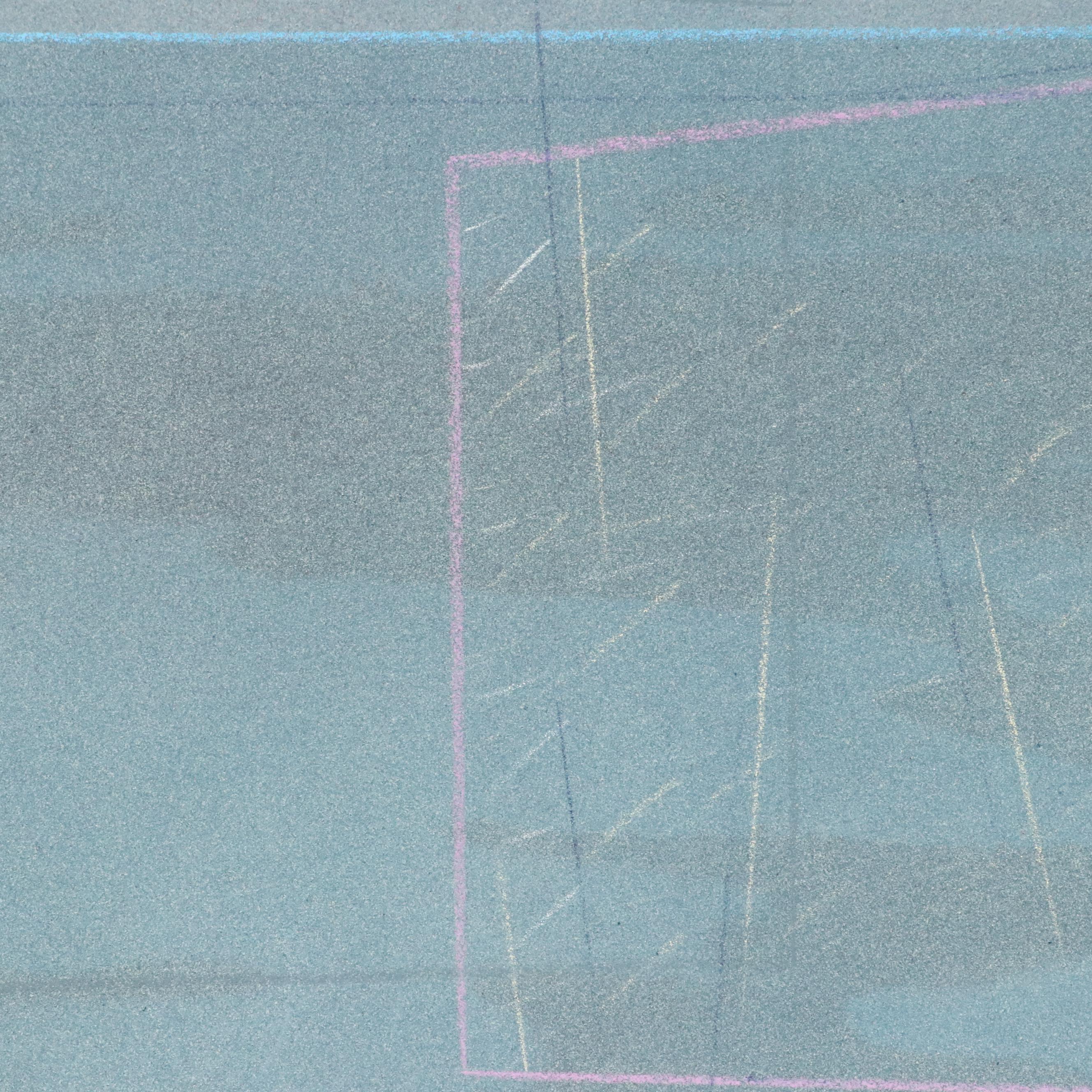 Kent K. Pachuta Abstract Geometric Mixed Media Painting in Blue, 1985