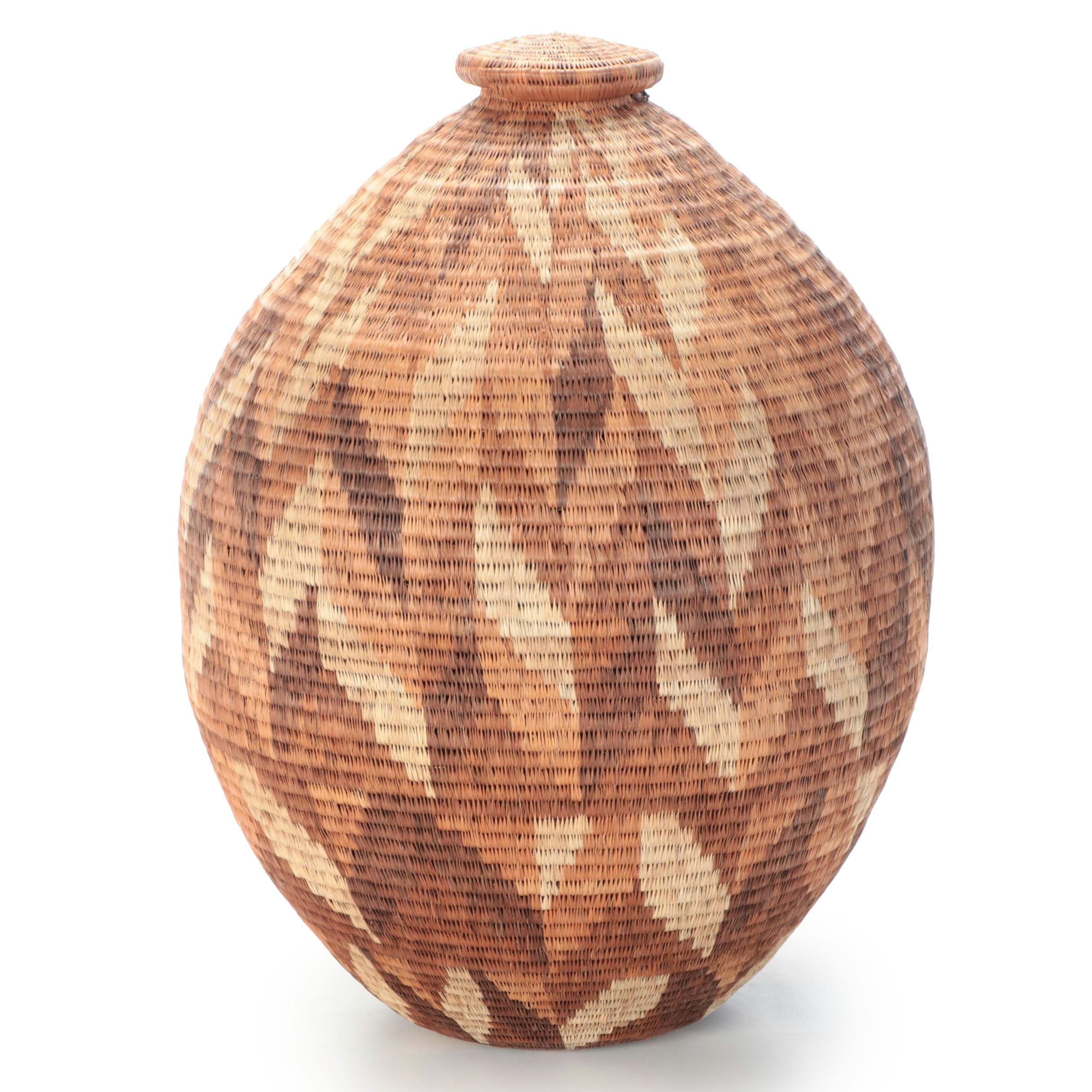 Large Woven Lidded Basket
