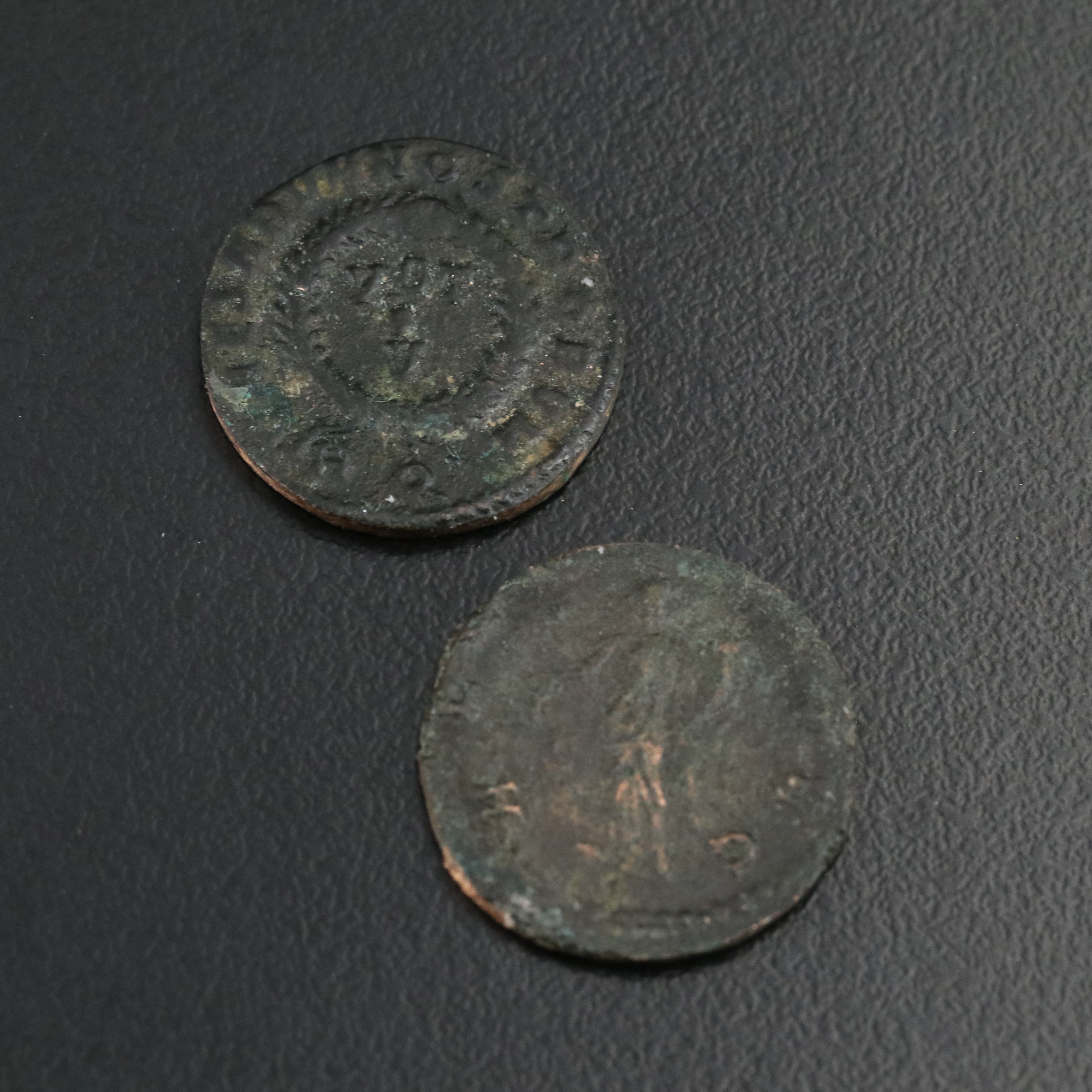 Six Bronze Ancient Roman Imperial Coins, 253 to 320 A.D.