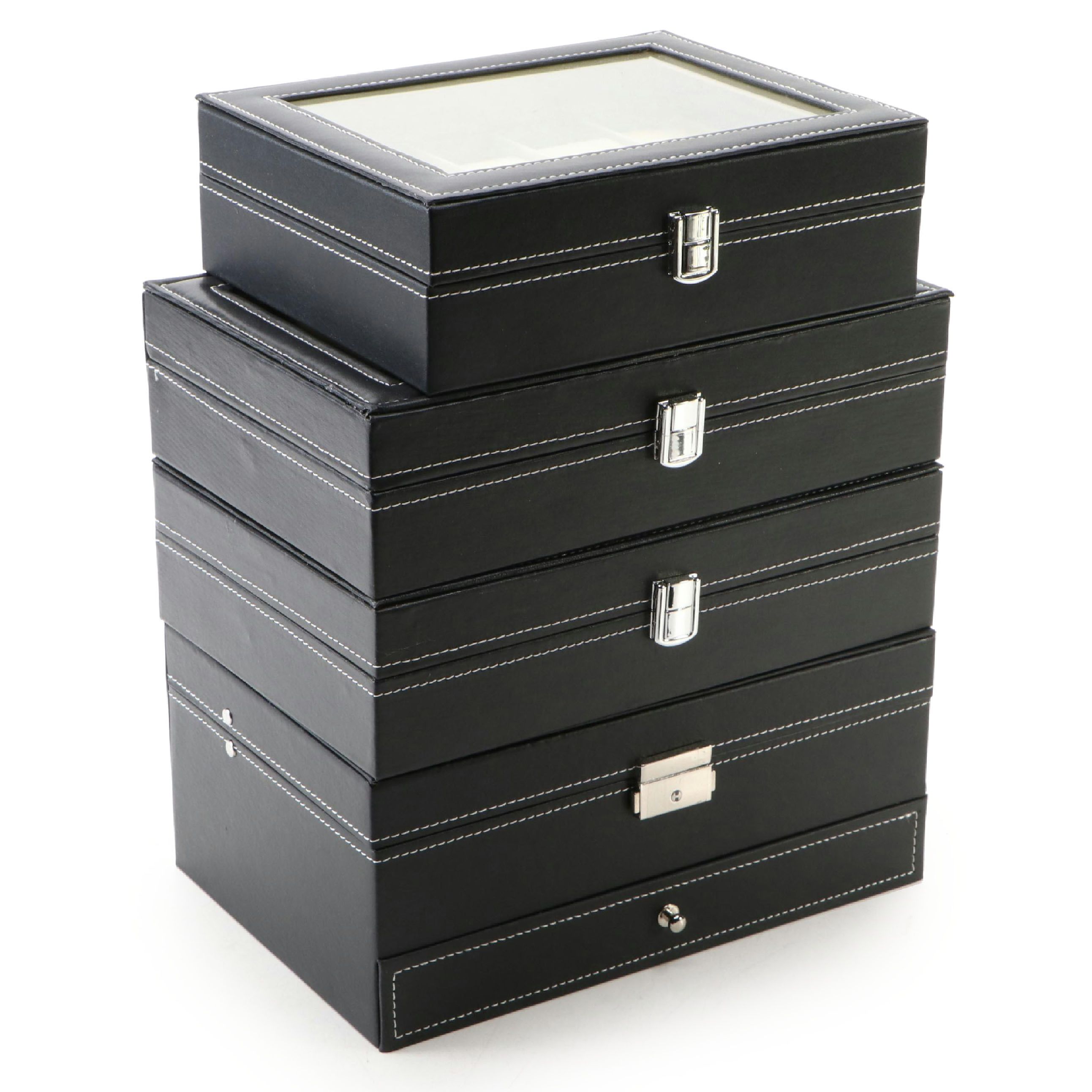 Stitched Faux Leather Watch Cases