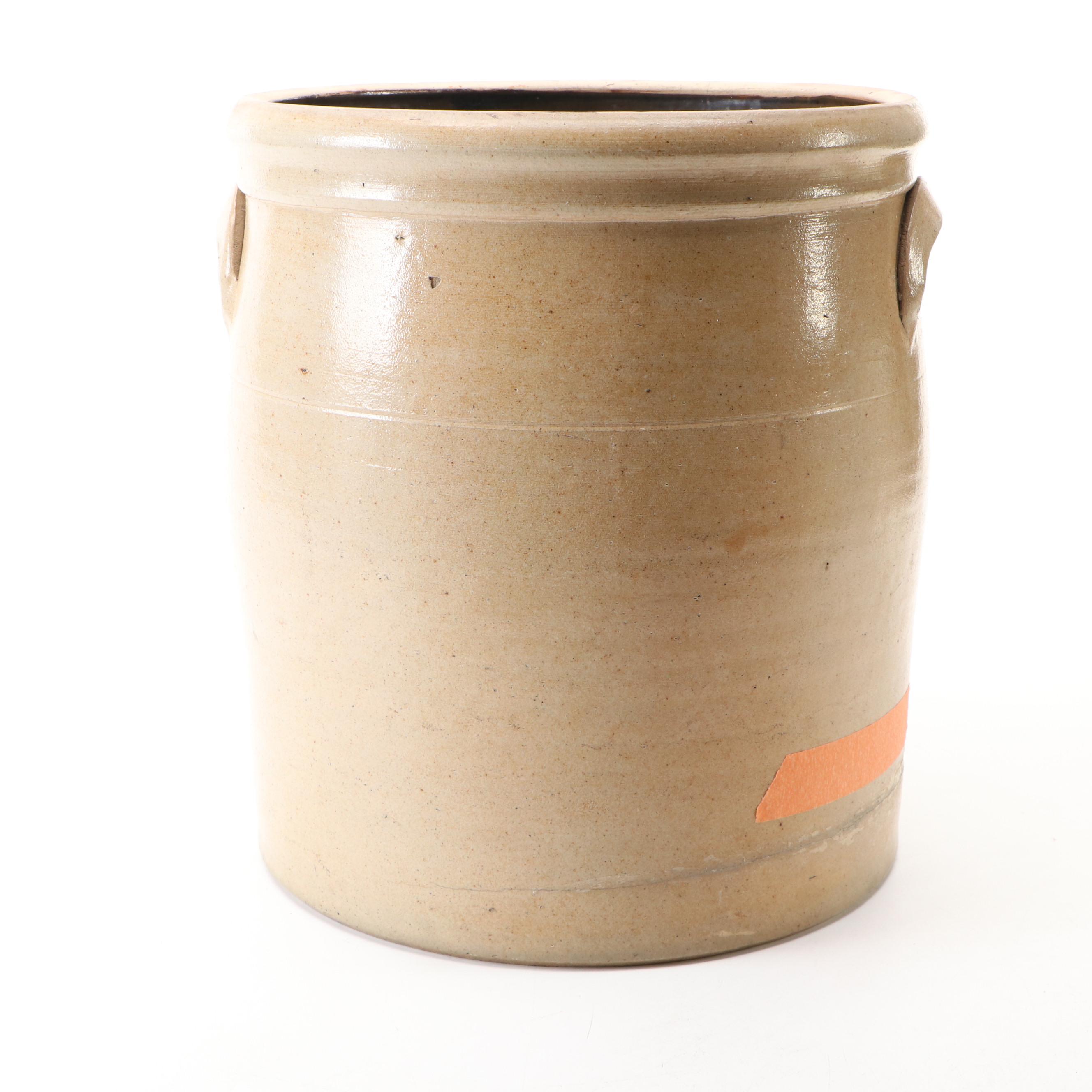 W. E. Welding Canadian Salt Glazed Stoneware Crock with Freehand Cobalt Design