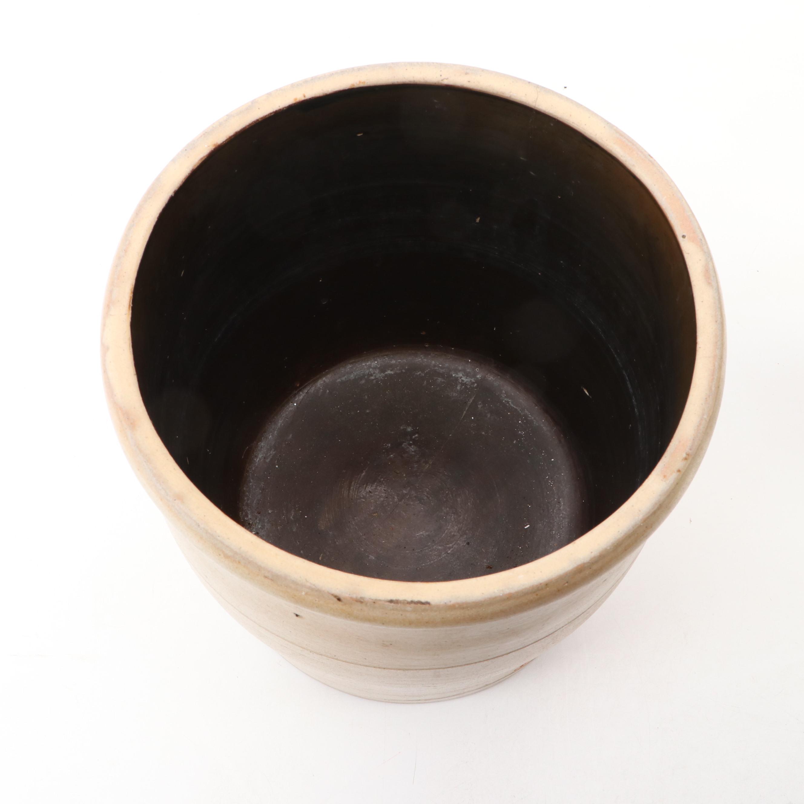 W. E. Welding Canadian Salt Glazed Stoneware Crock with Freehand Cobalt Design