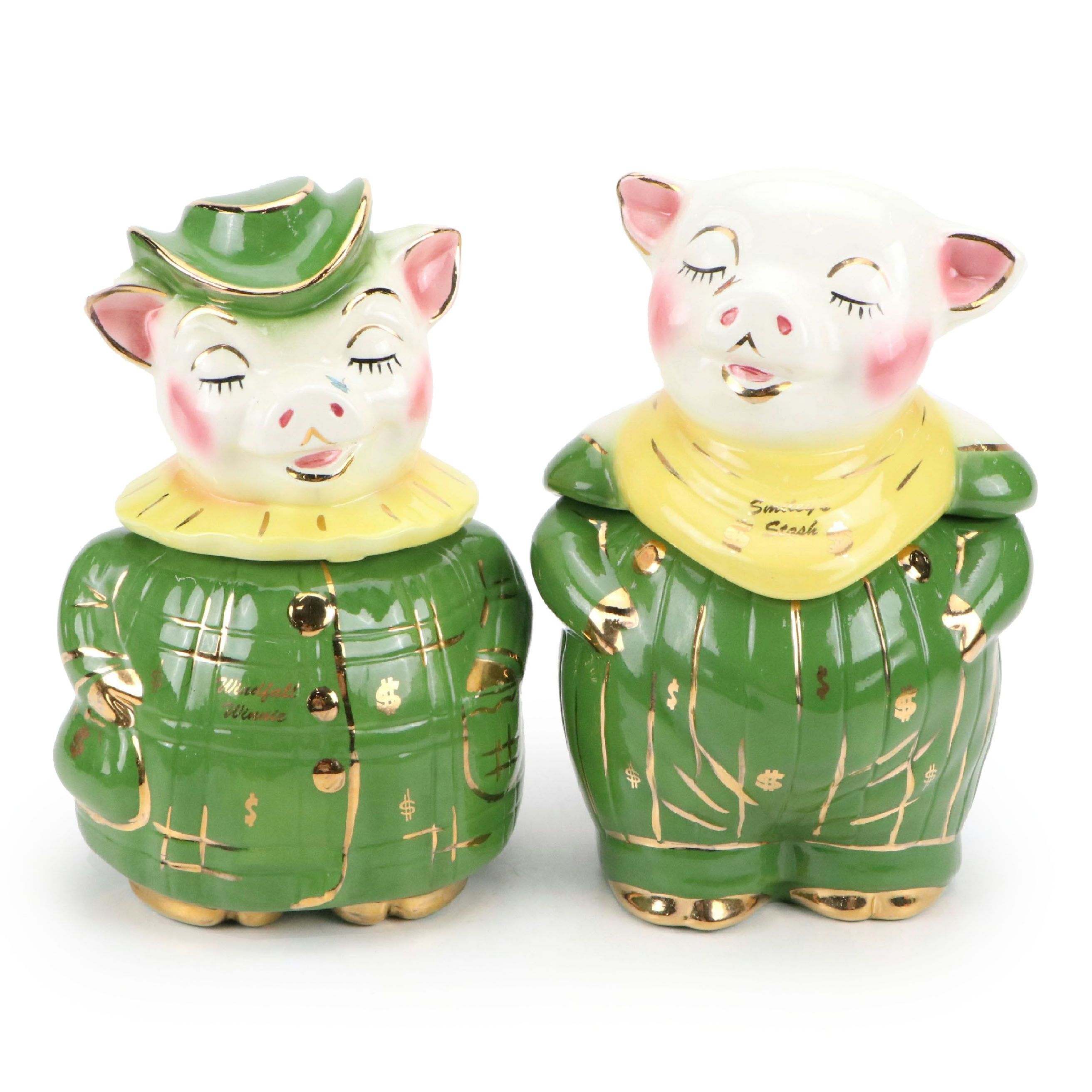 Mark Supnick "Windfall Winnie" and "Smiley's Stash" Ceramic Jars and Banks