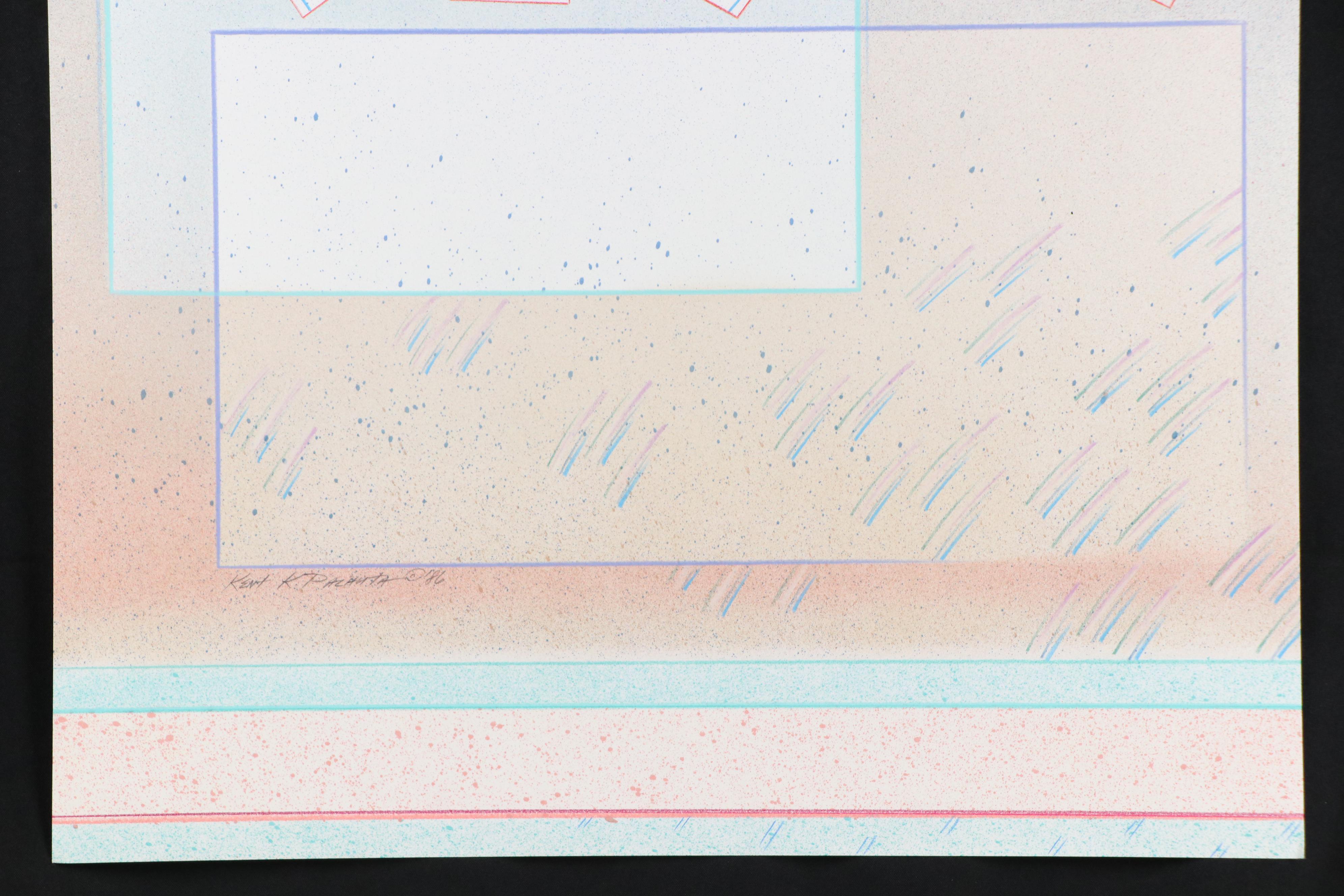 Kent K. Pachuta Abstract Geometric Mixed Media Paintings, 1986