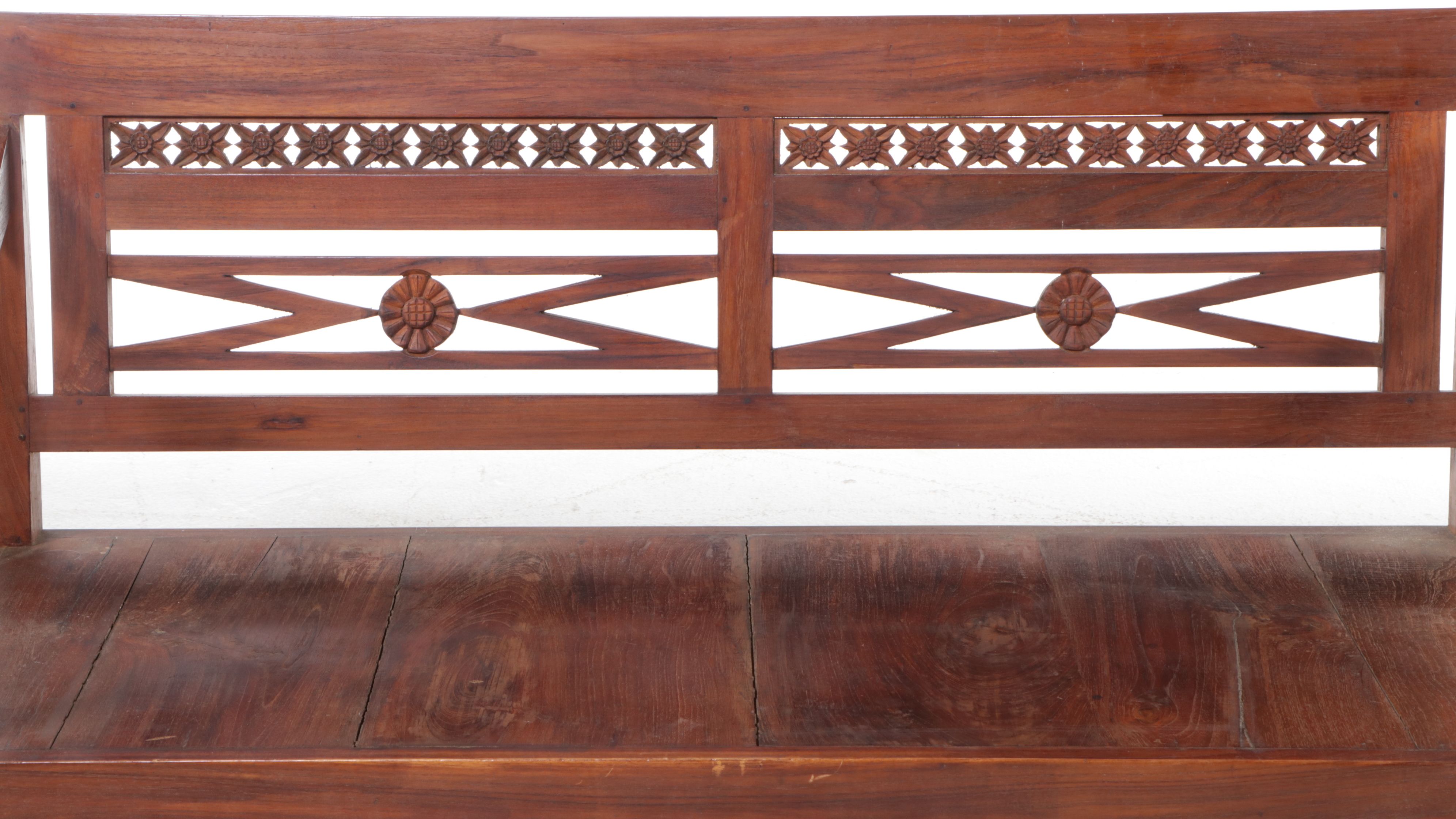 Carved Hardwood Storage Bench