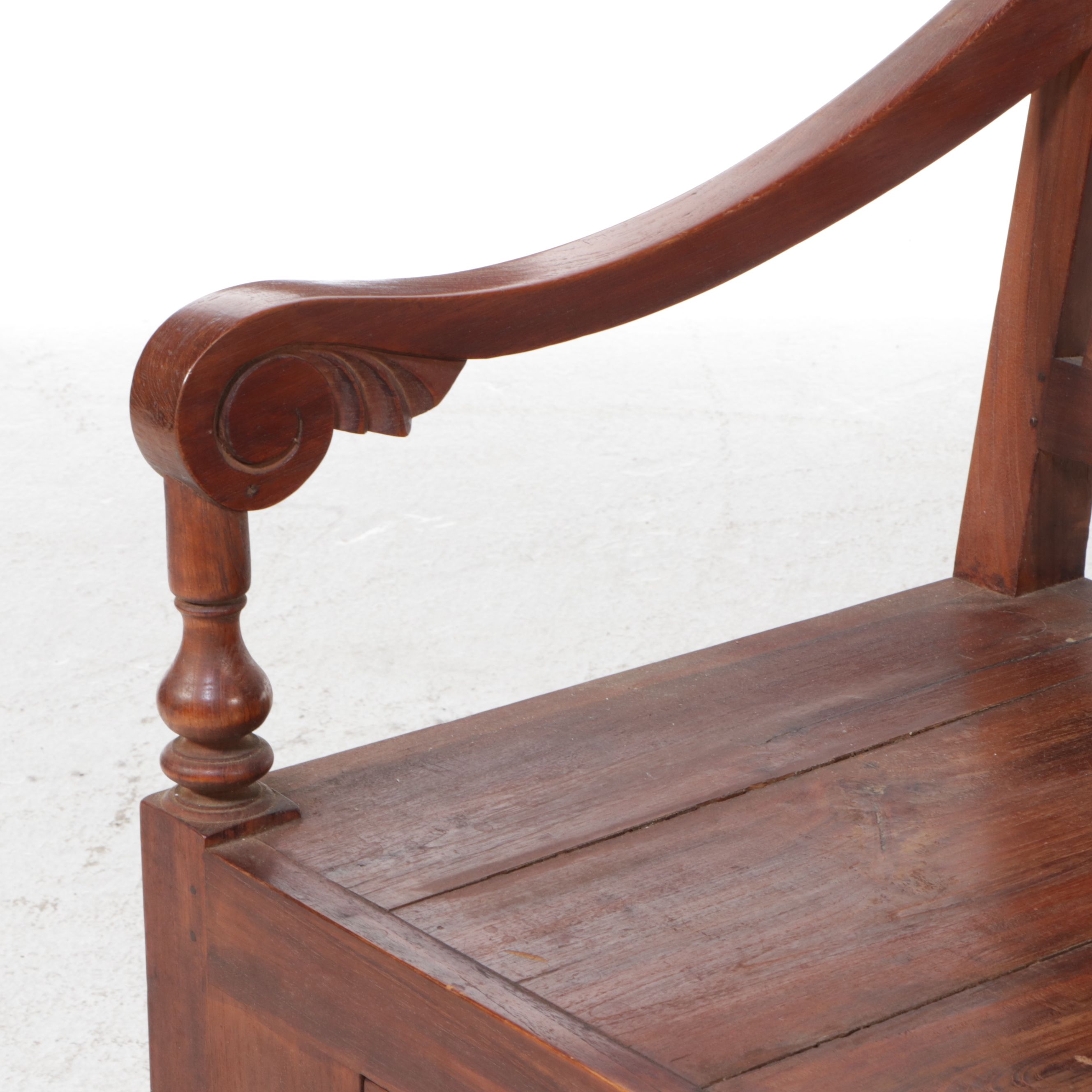 Carved Hardwood Storage Bench