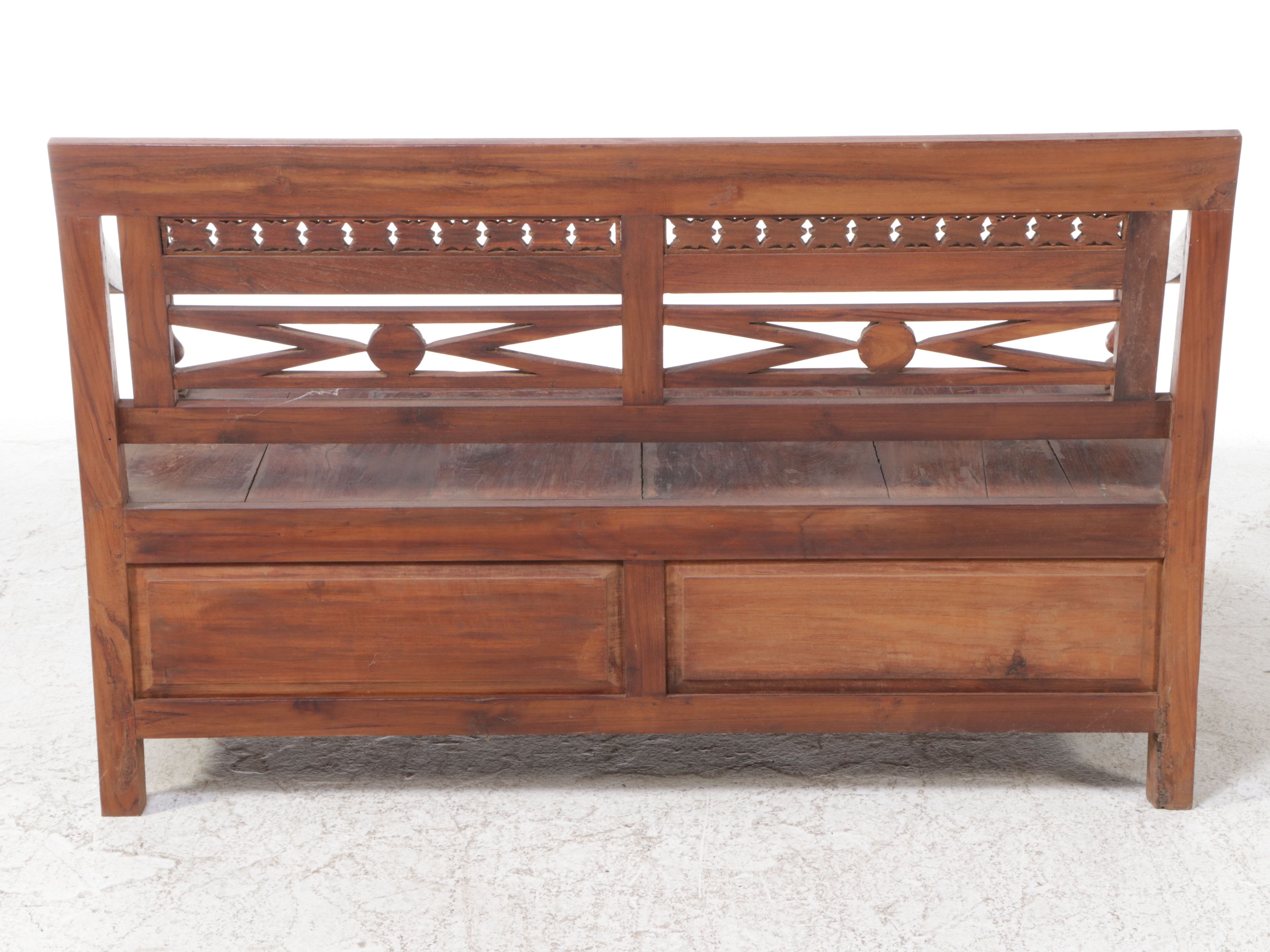 Carved Hardwood Storage Bench