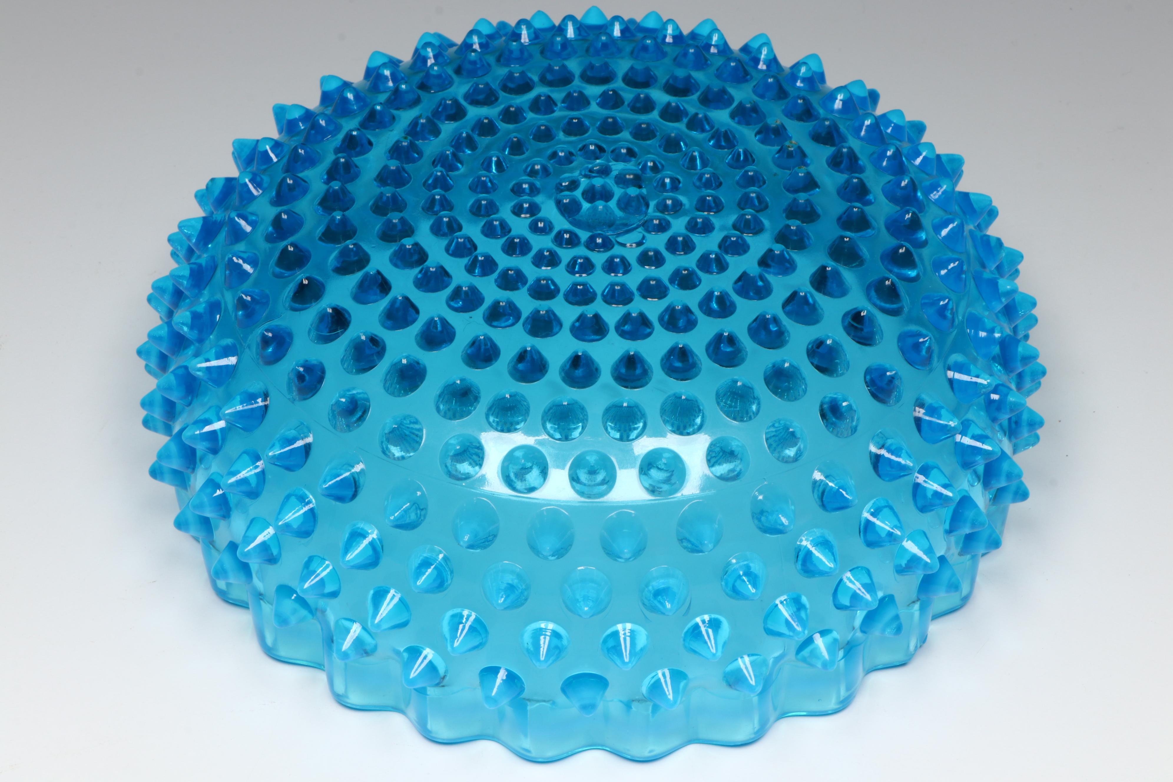Fenton Hobnail Colonial Blue Glass Serving Bowl Set, Mid-20th Century