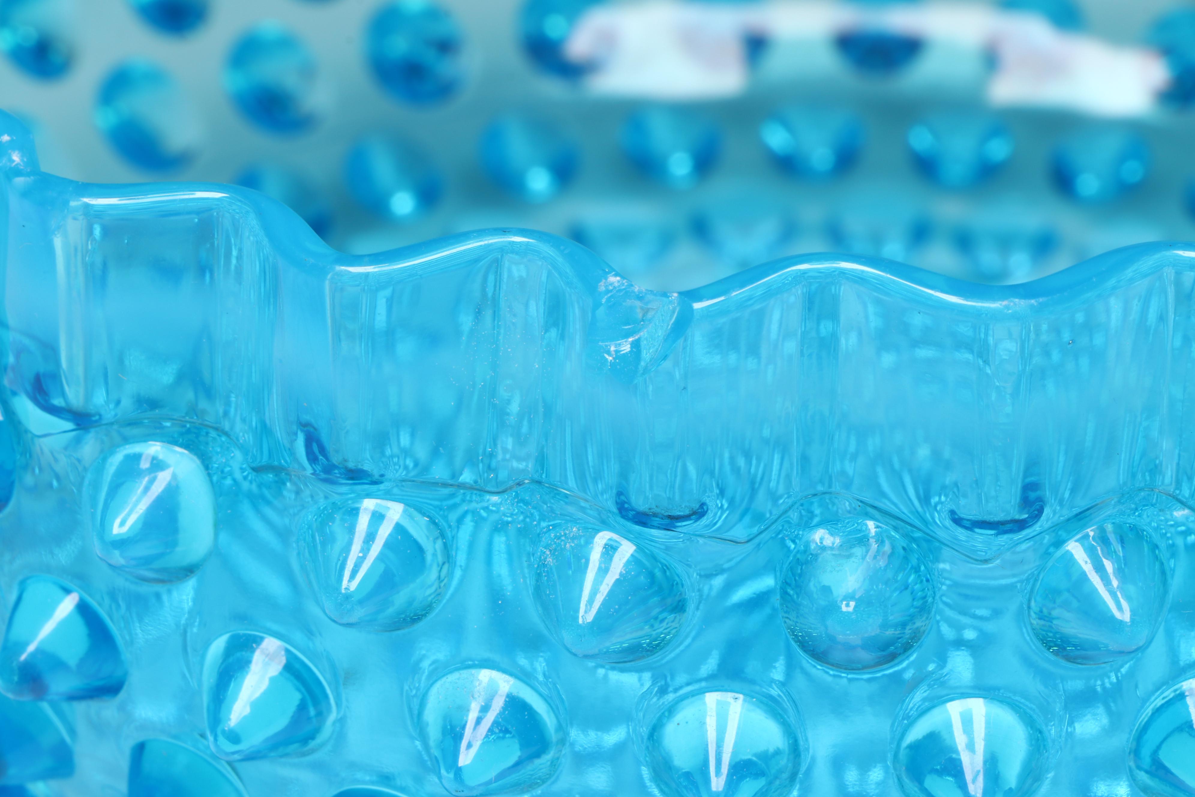 Fenton Hobnail Colonial Blue Glass Serving Bowl Set, Mid-20th Century