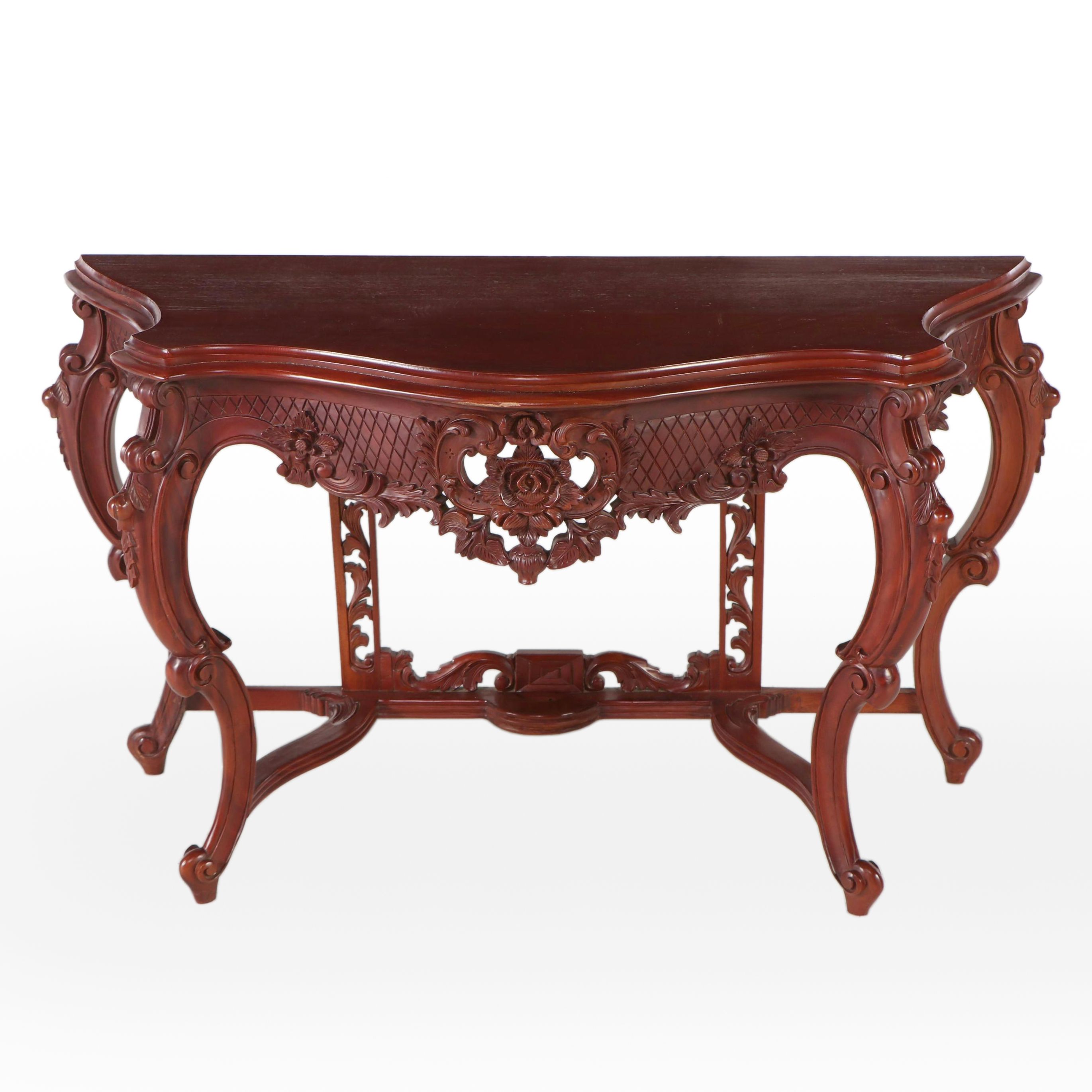 Louis XV Style Carved Mahogany Console Table