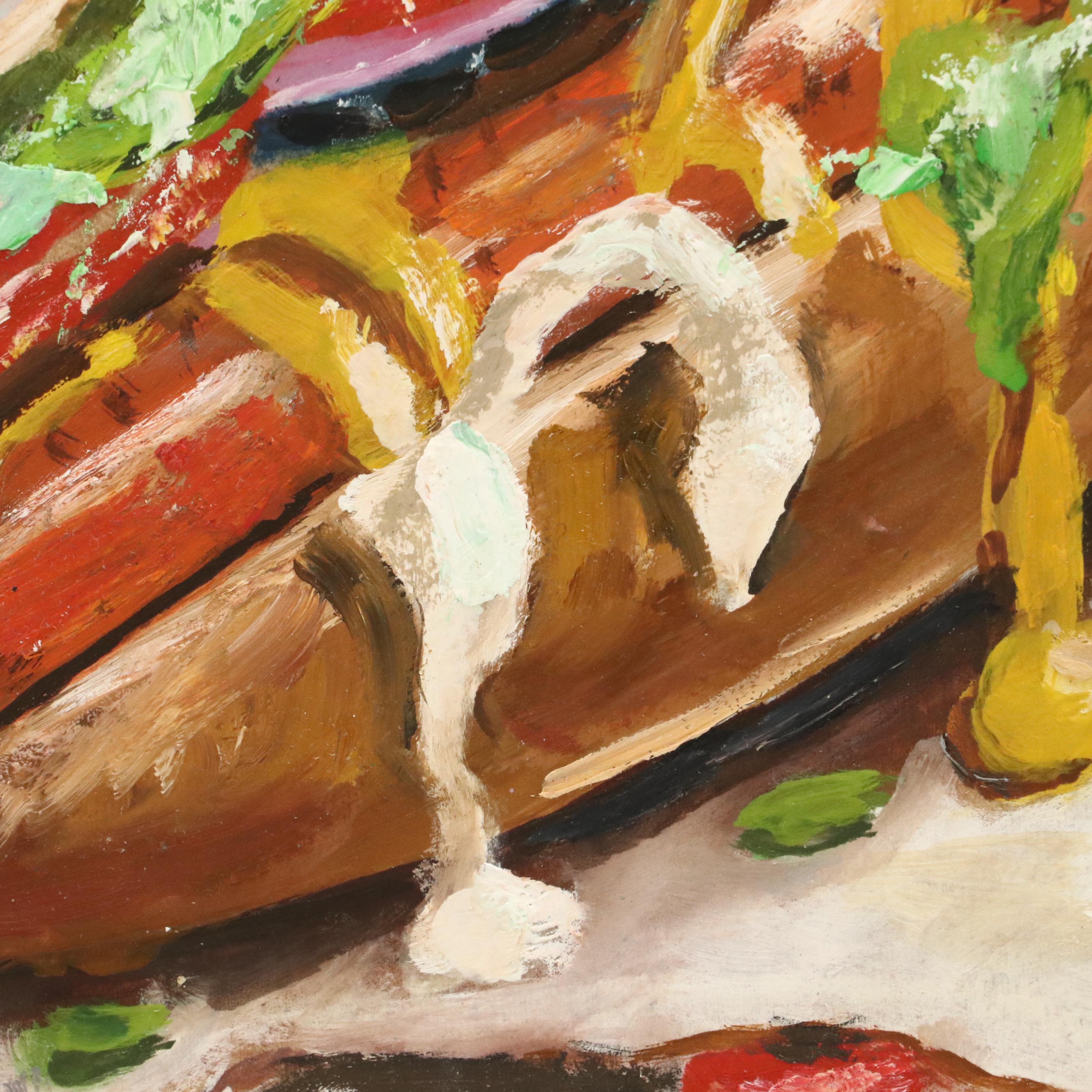 Natalie Demenko Oil Painting of Hot Dog, 21st Century