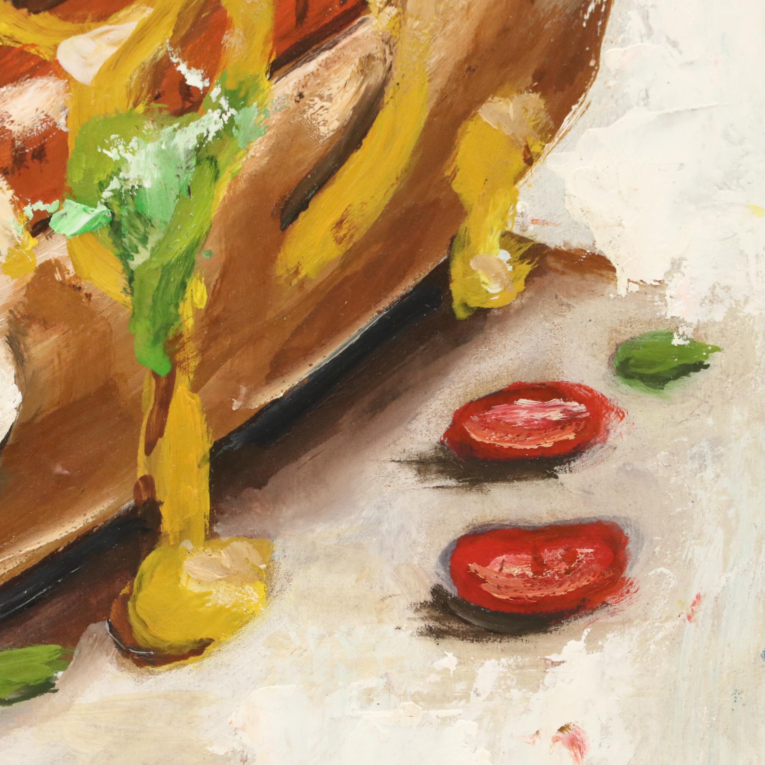 Natalie Demenko Oil Painting of Hot Dog, 21st Century